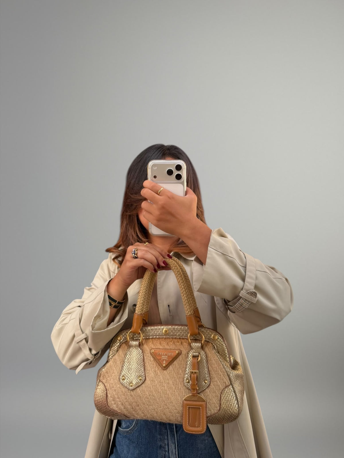 Prada Rafia Pitone Tote Bag