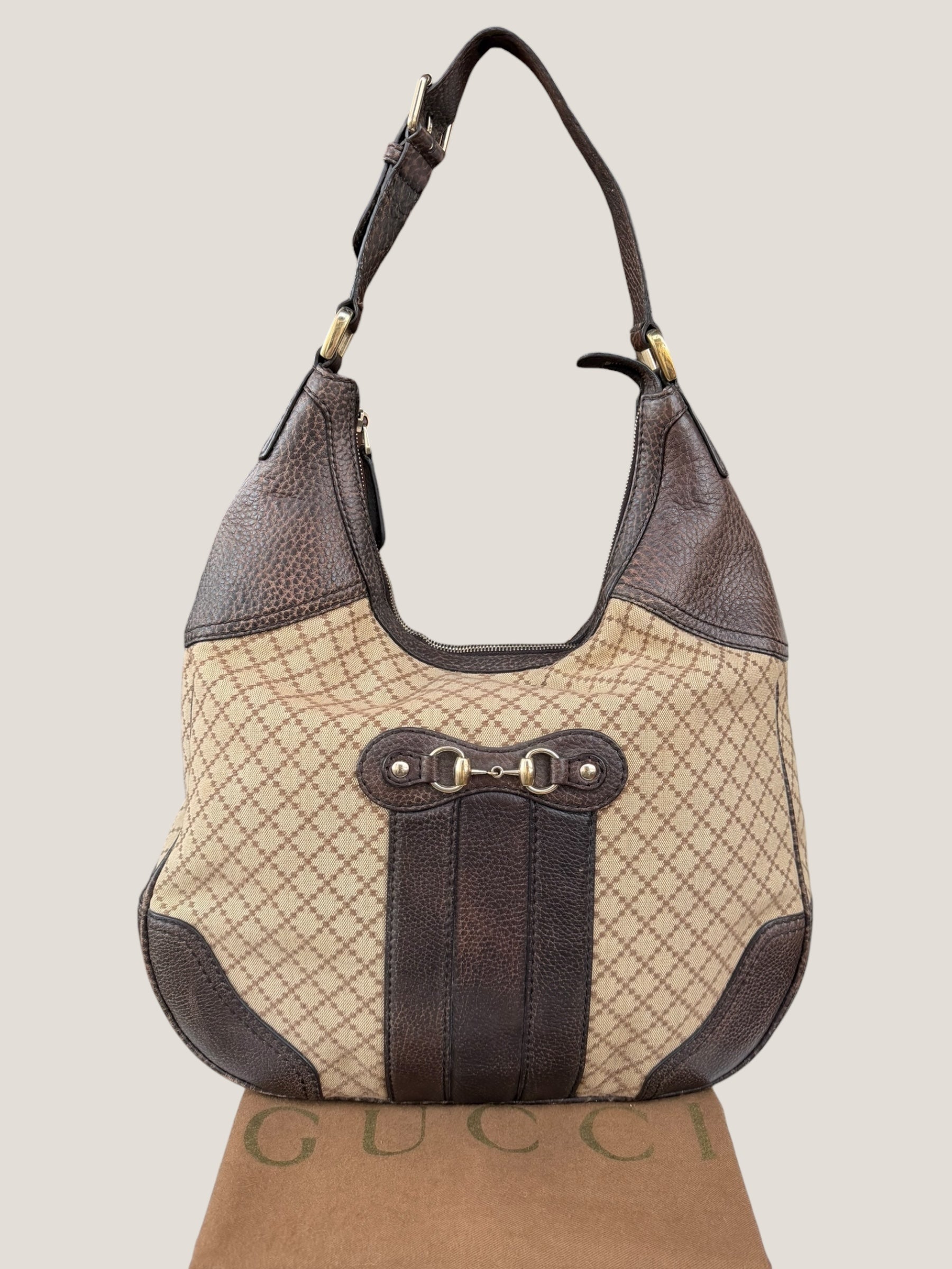 Gucci Hobo Diamante con dettagli Horsebit