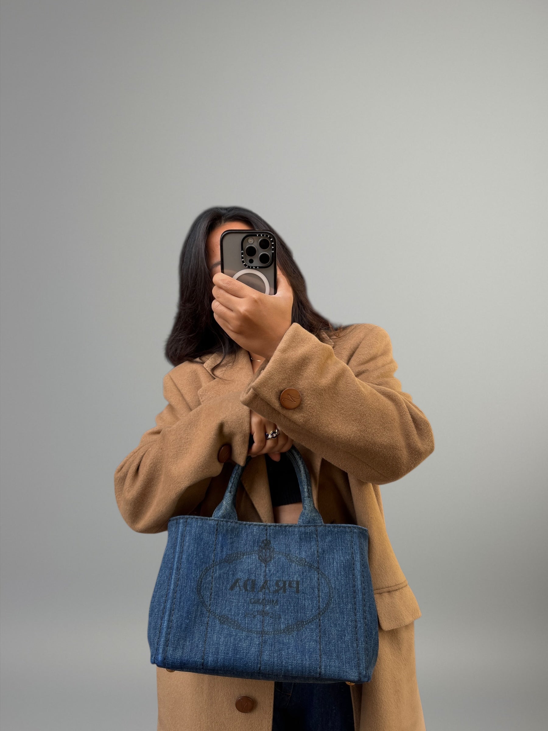 Prada Tote in denim con logo