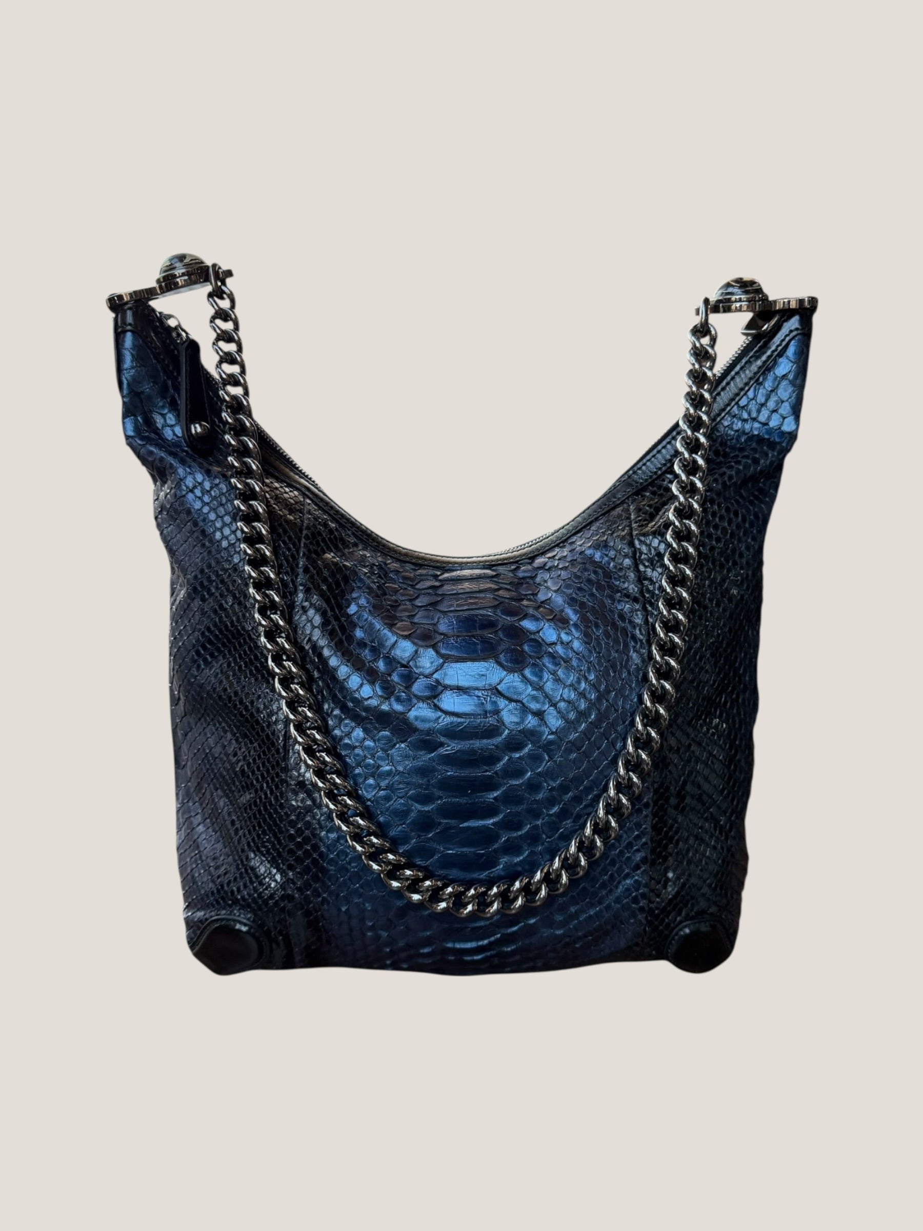 Gucci Galaxy Python Metallic Blue Hobo Bag