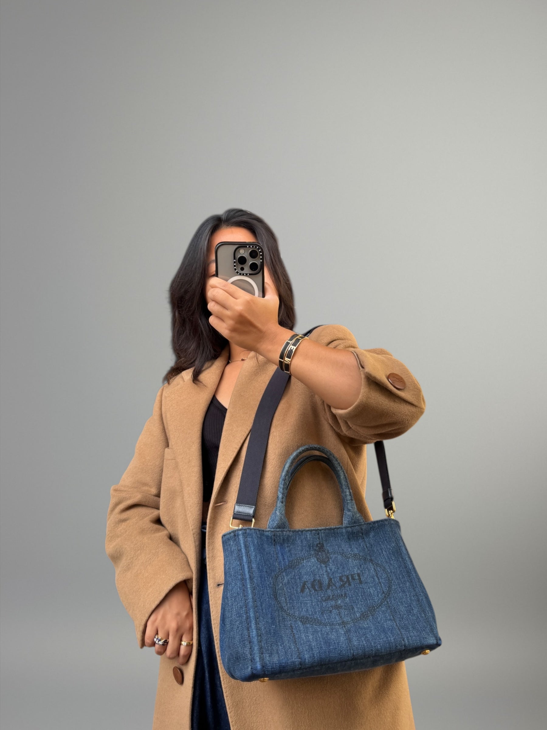 Prada Tote in denim con logo
