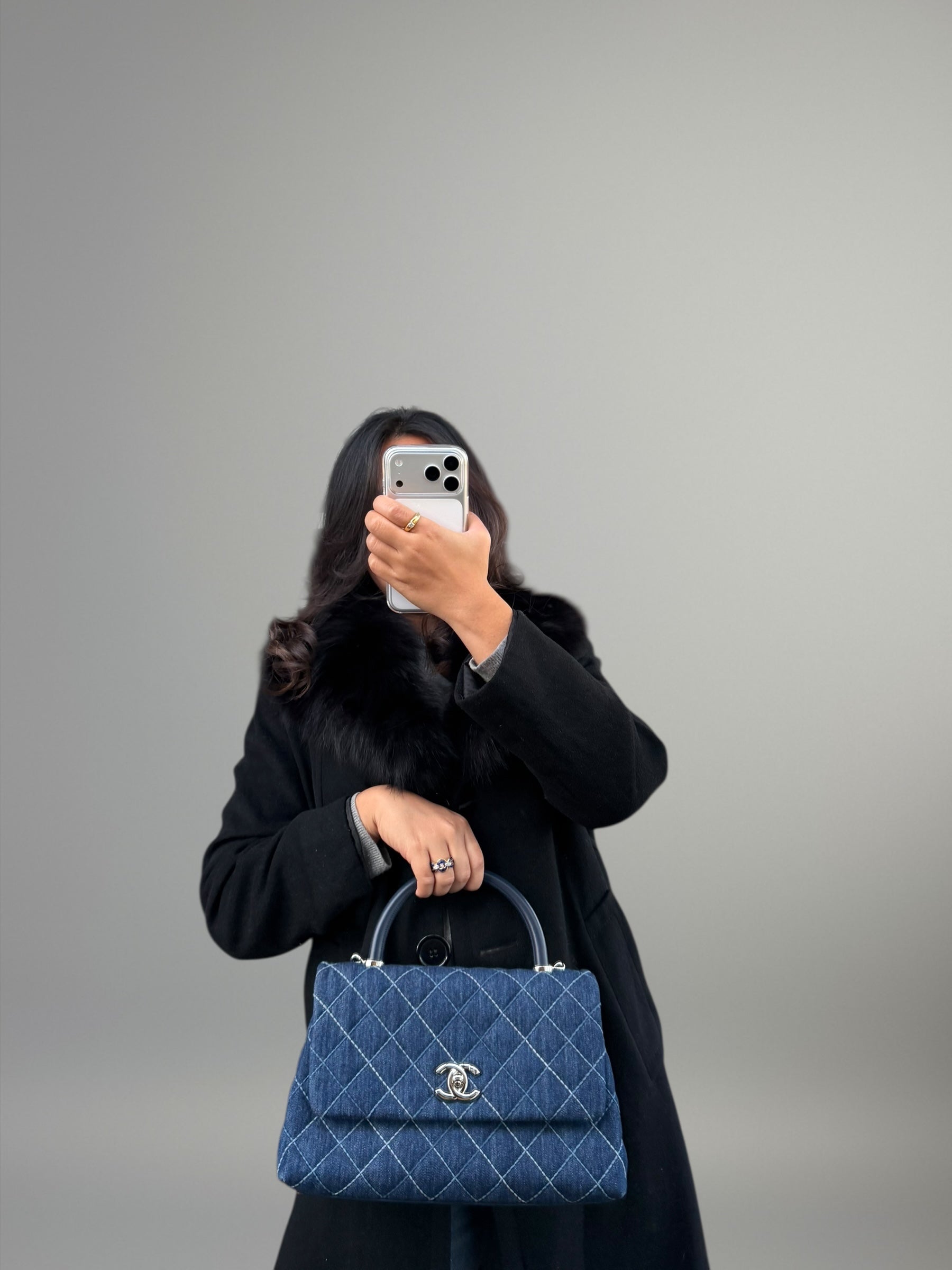 Chanel Coco Top Handle in denim trapuntato