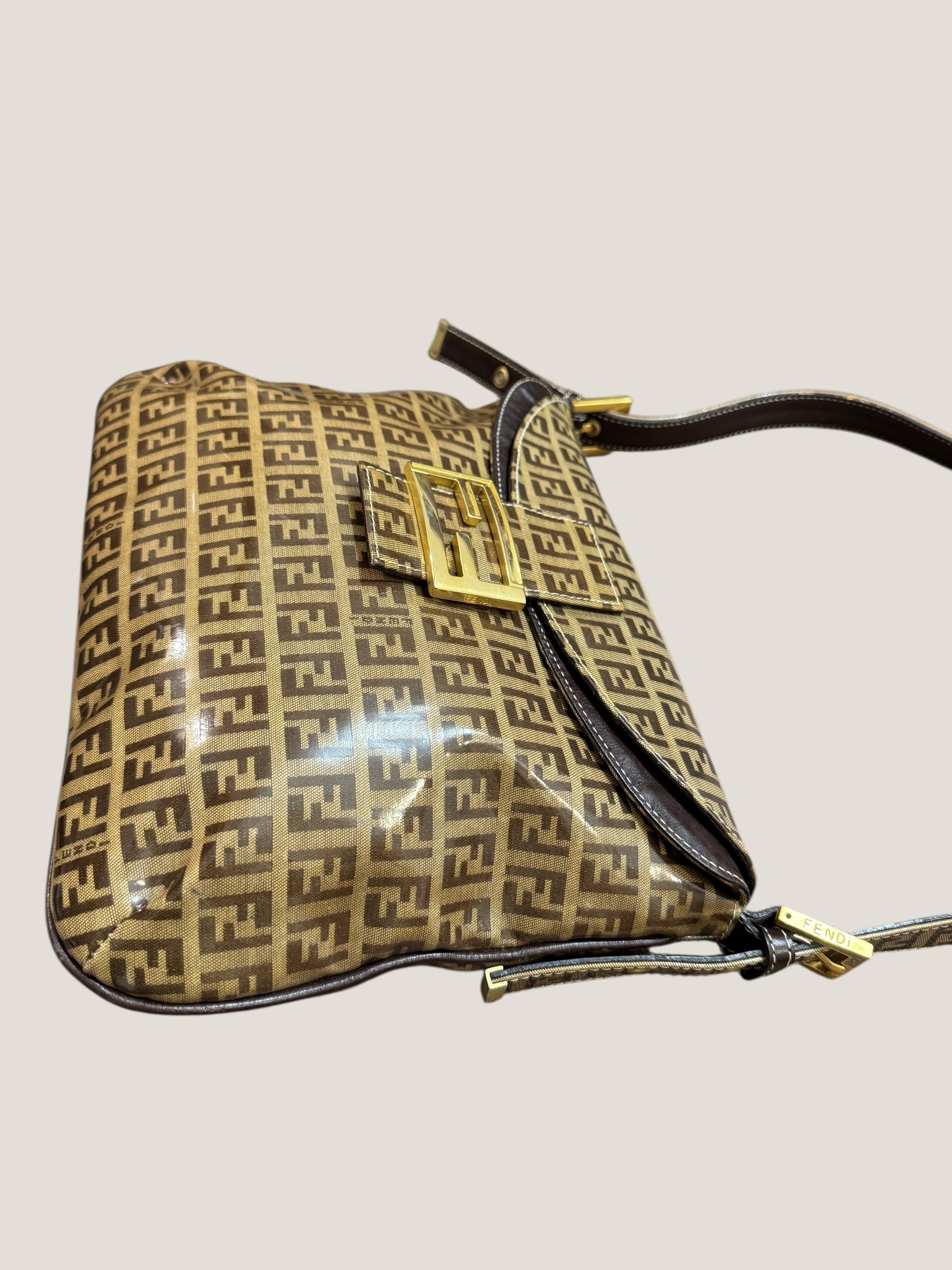 FENDI Baguette Monogram Crystal Marrone