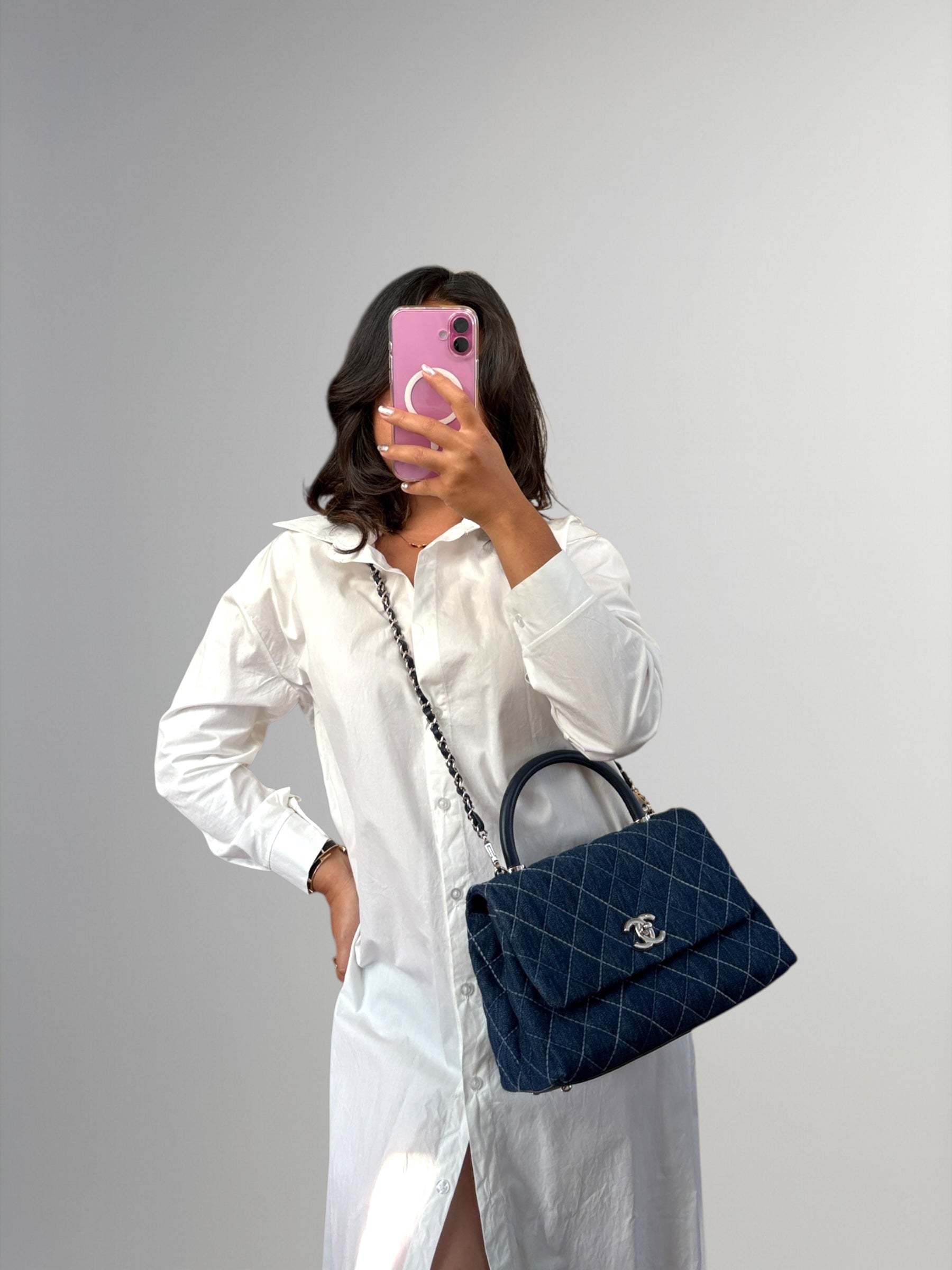 Chanel Coco Top Handle in denim trapuntato