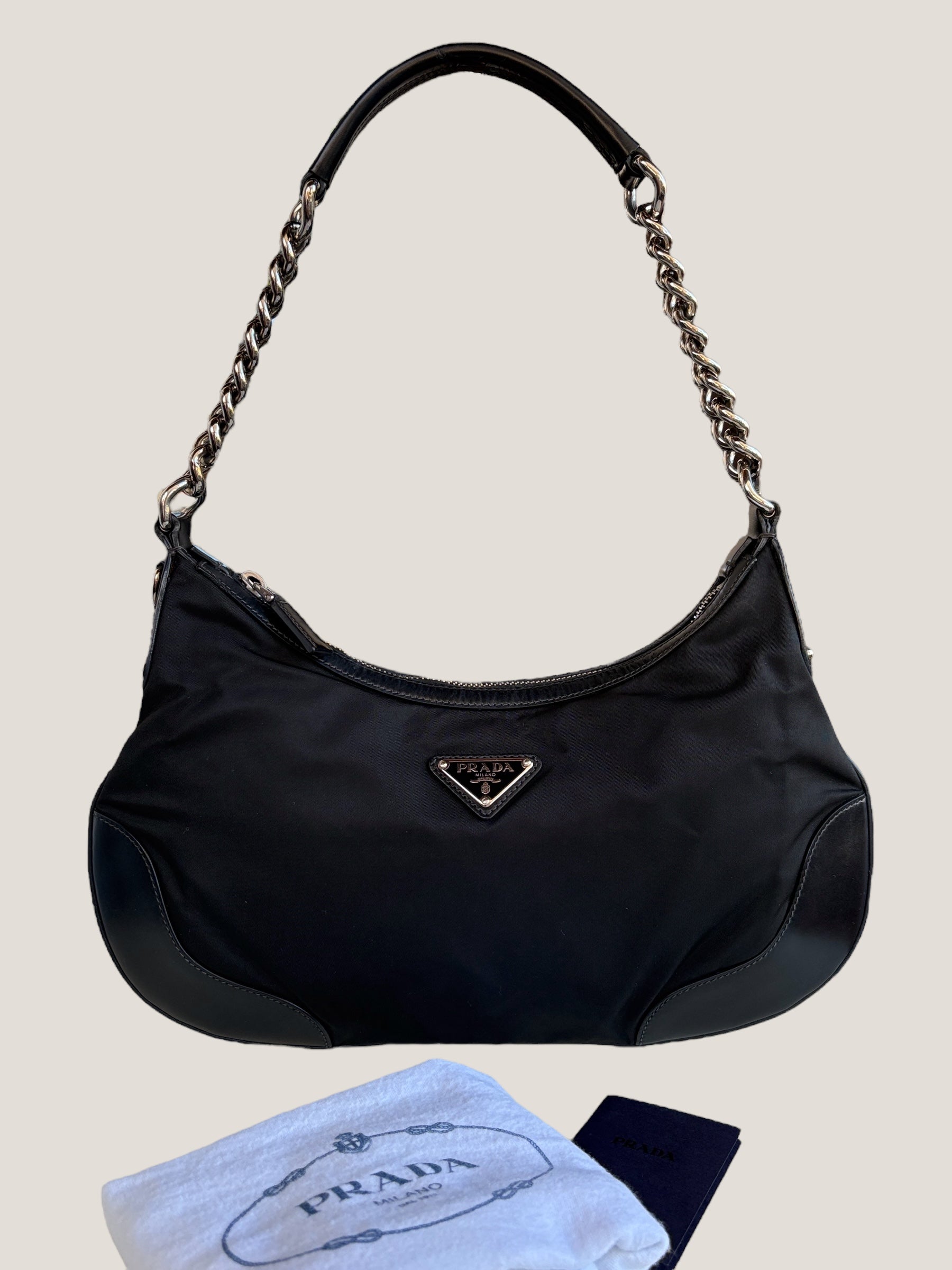 Prada Pochette Chain Nylon Nero