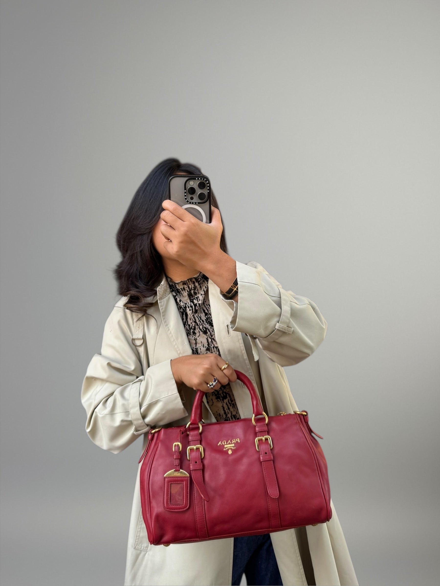 PRADA BOSTON IN PELLE ROSSA