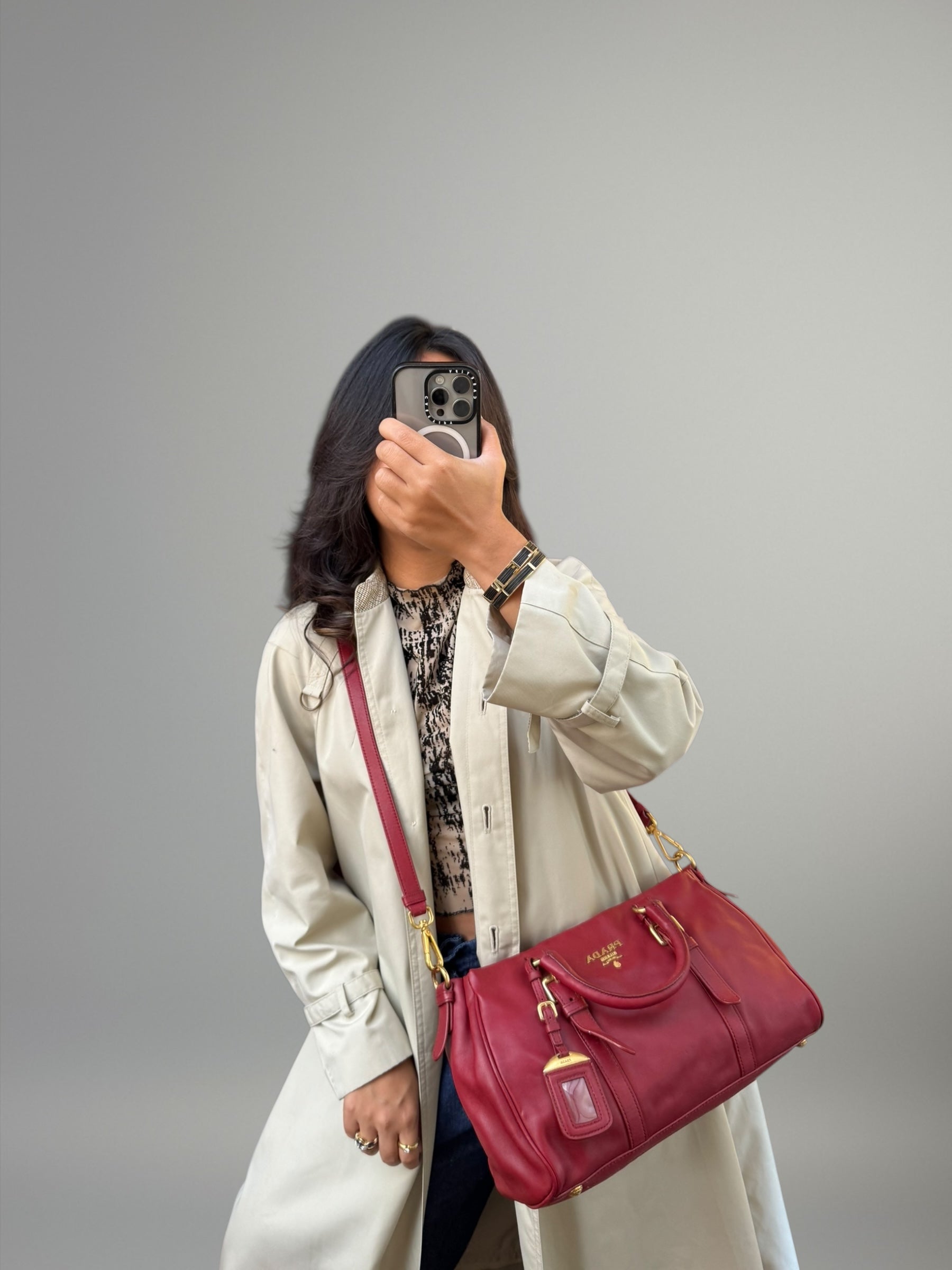 PRADA BOSTON IN PELLE ROSSA