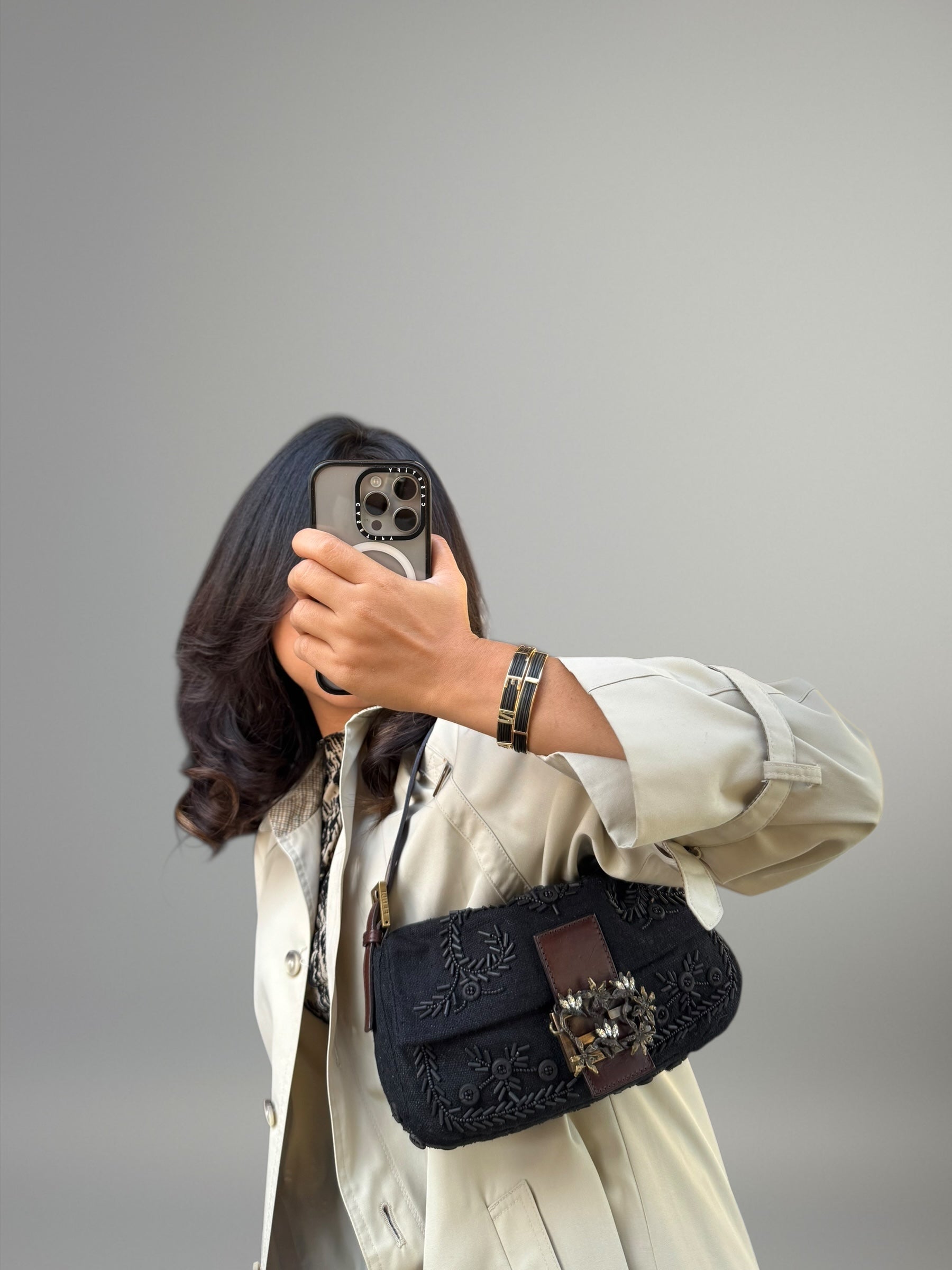 FENDI BAGUETTE BEADED NERA