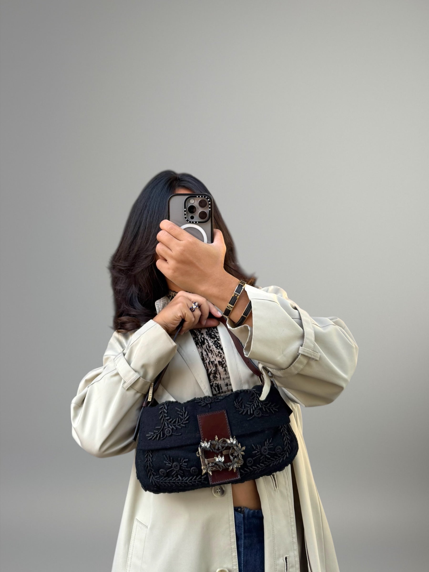 FENDI BAGUETTE BEADED NERA