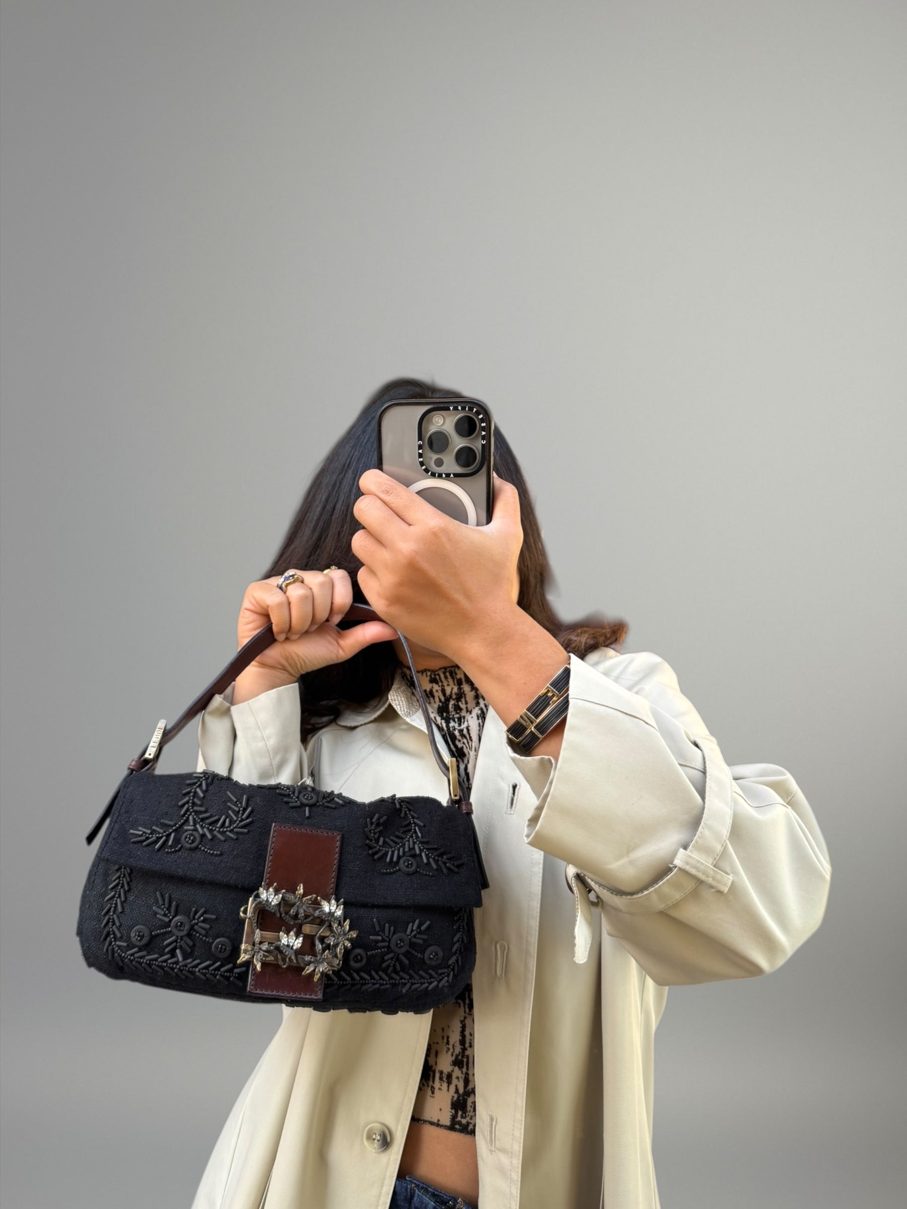 FENDI BAGUETTE BEADED NERA