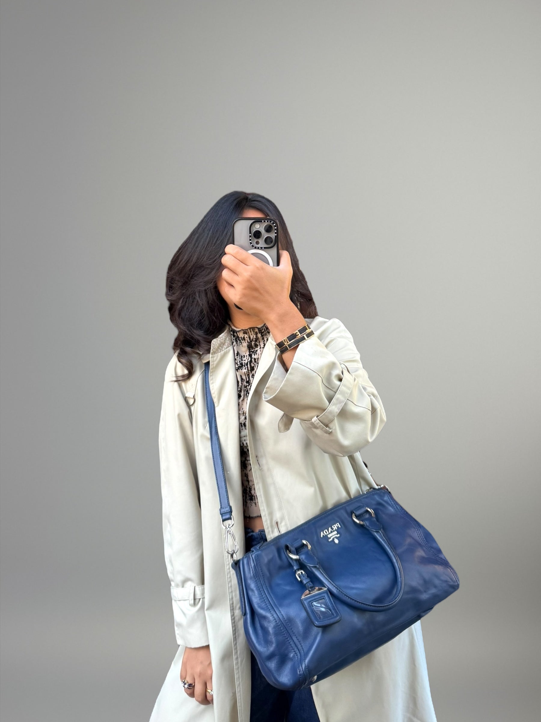 PRADA BOWLER IN PELLE BLU