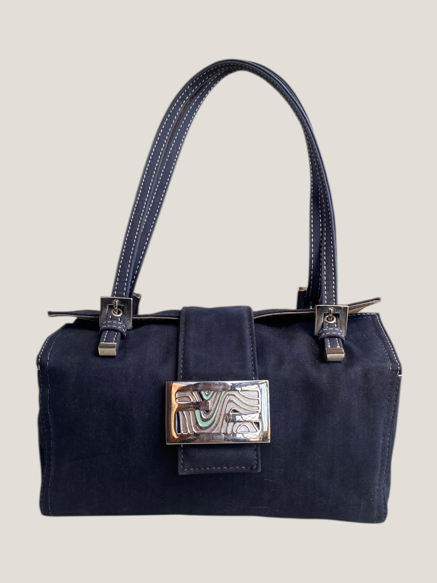 FENDI Baguette in Tessuto Blu