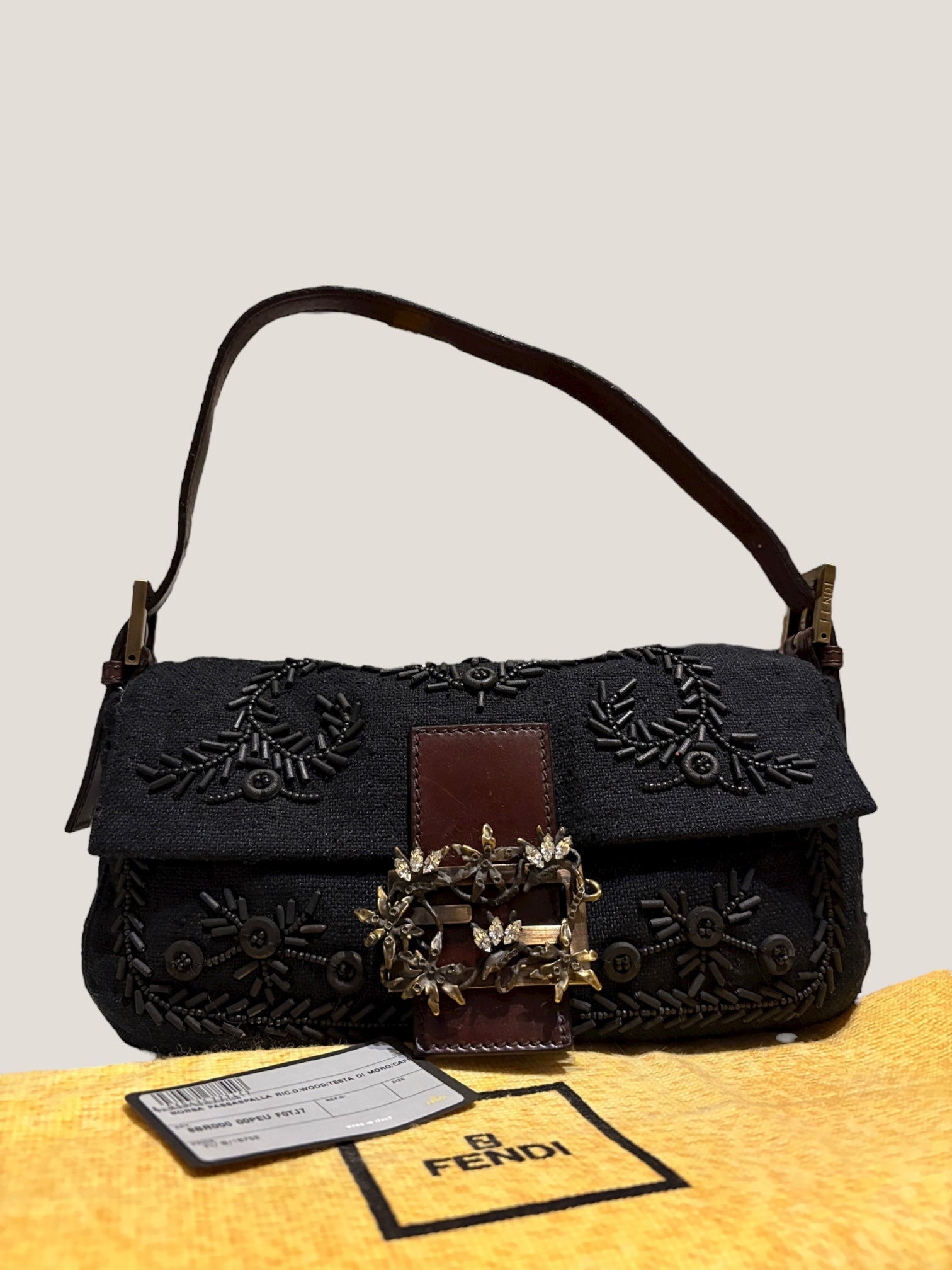 FENDI BAGUETTE BEADED NERA