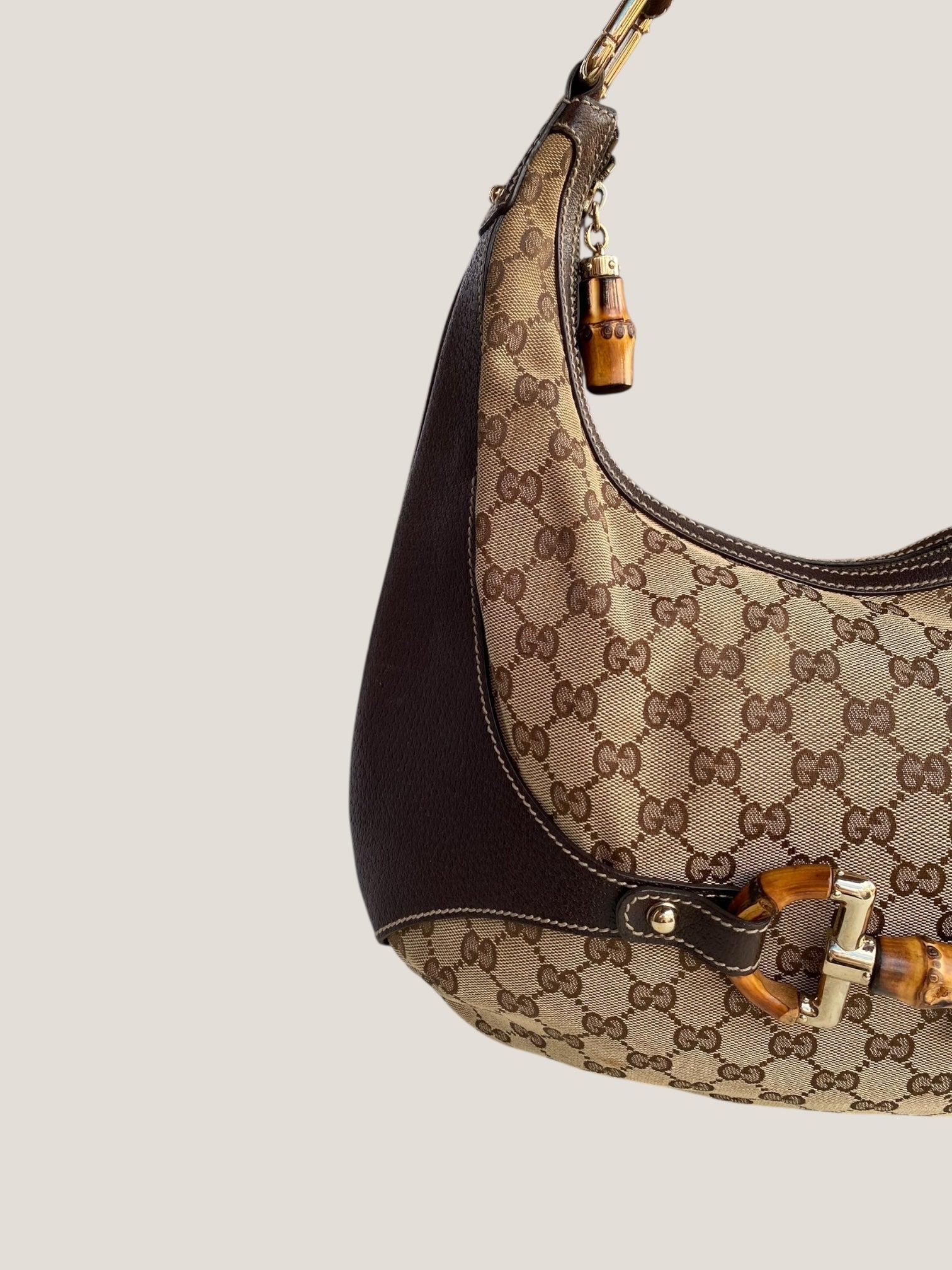 Gucci Hobo con dettaglio bamboo e tessuto GG