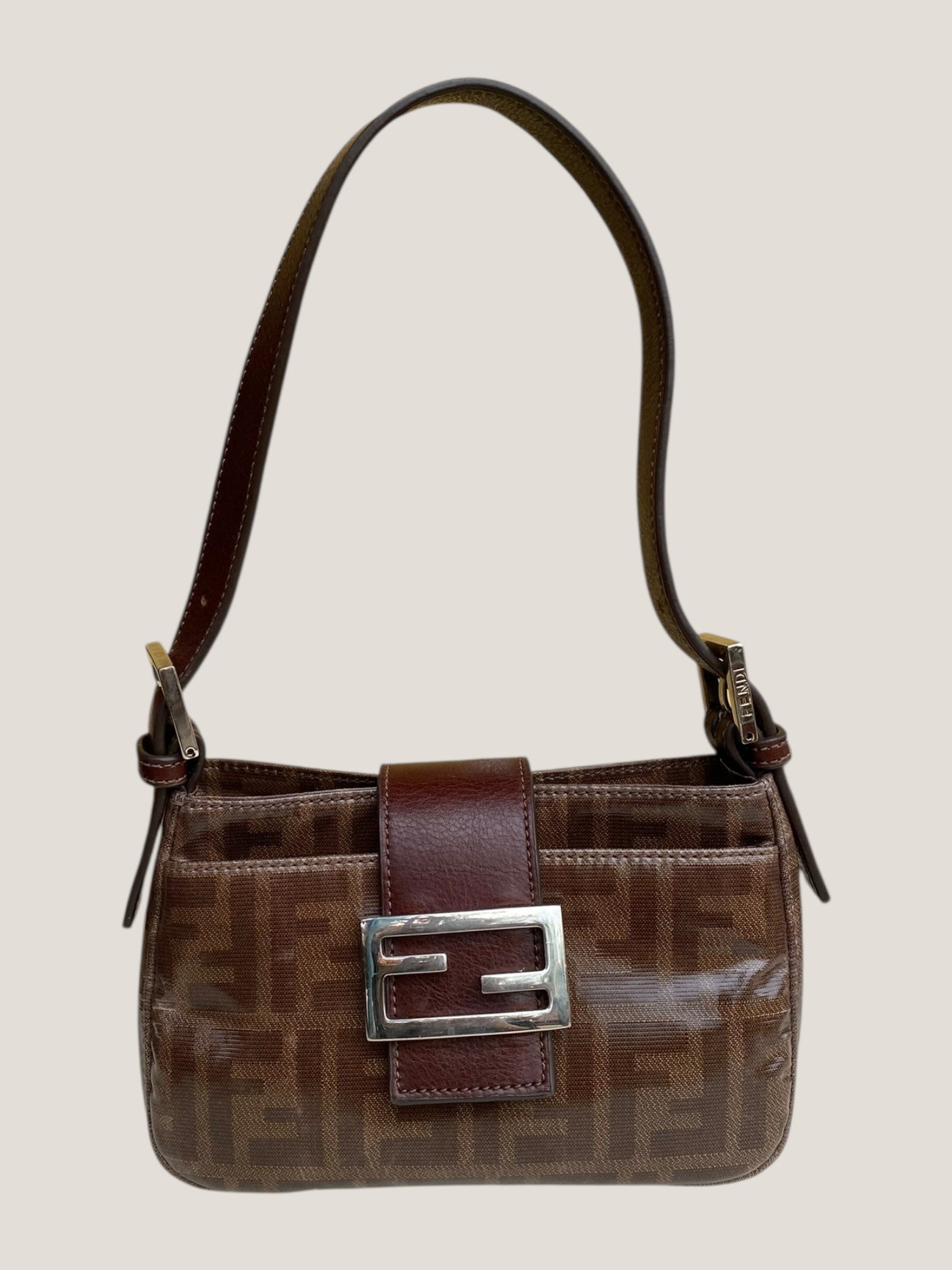 FENDI Mini Baguette Monogram Vernice