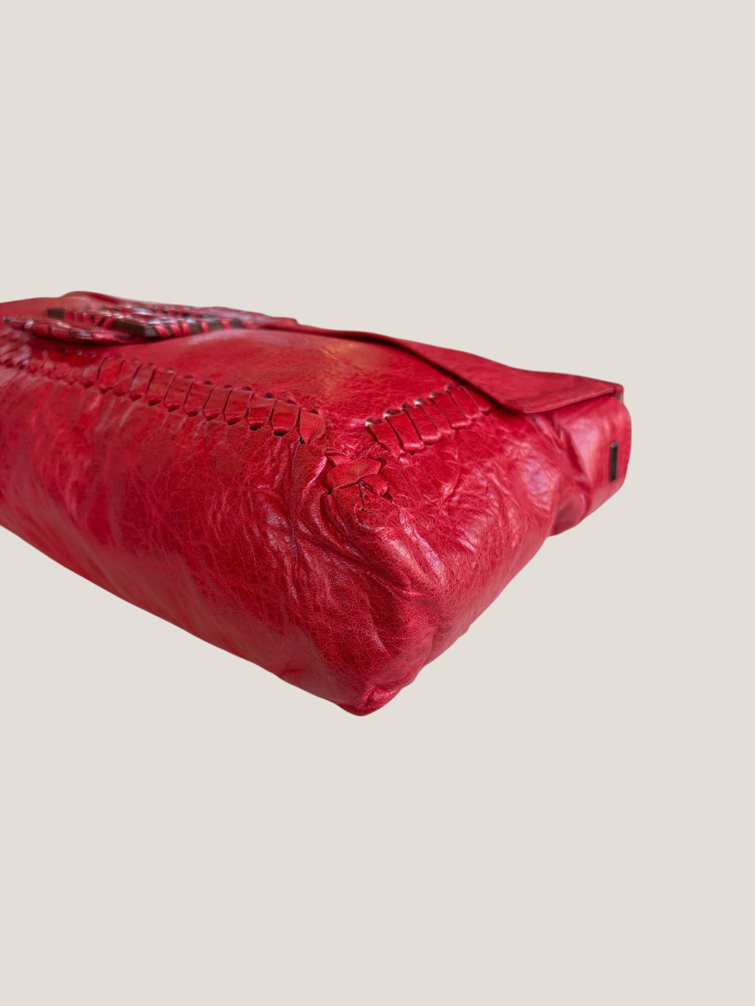 Fendi Baguette in pelle rossa intrecciata