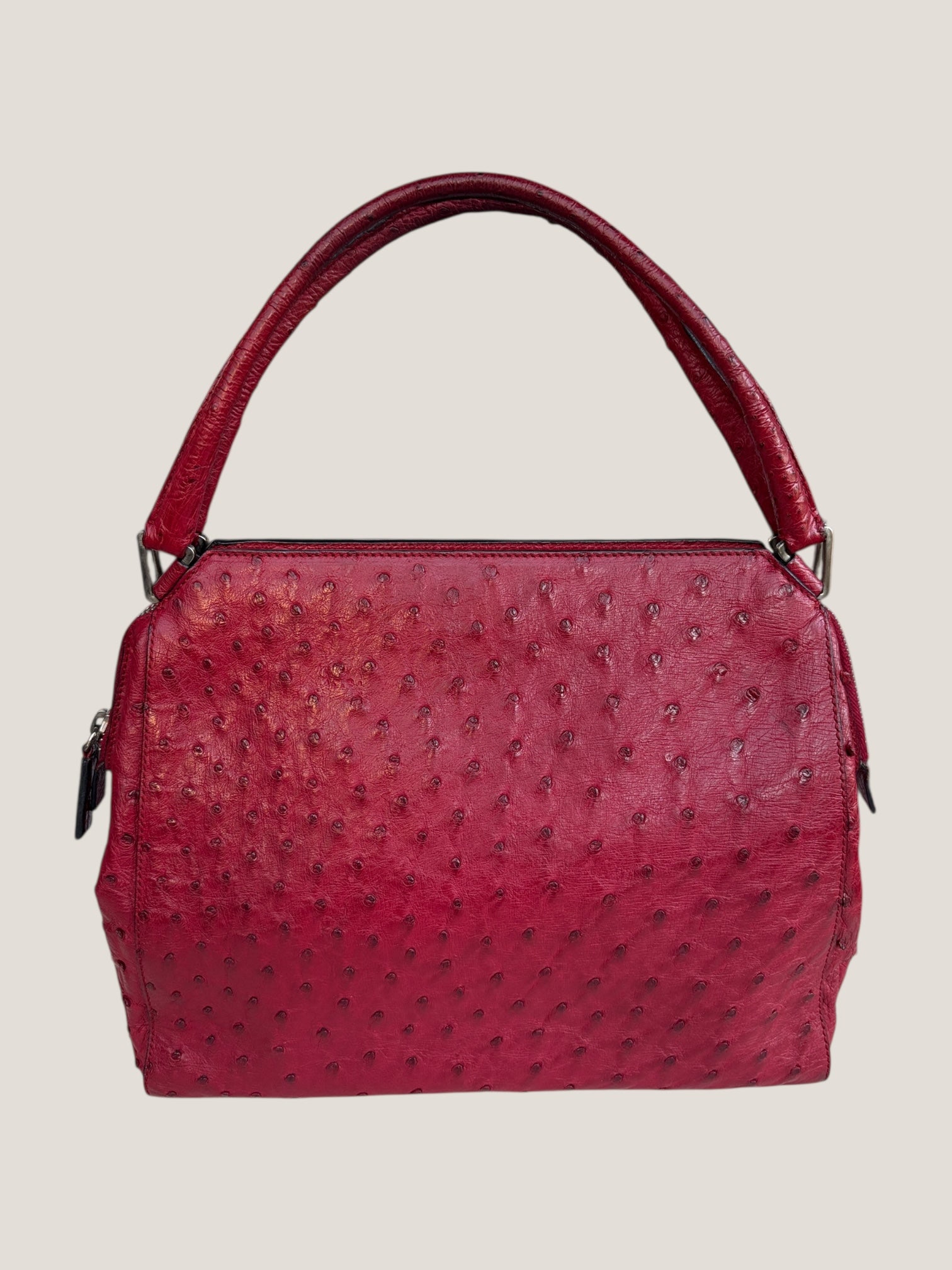 PRADA Borsa in pelle di struzzo rosso