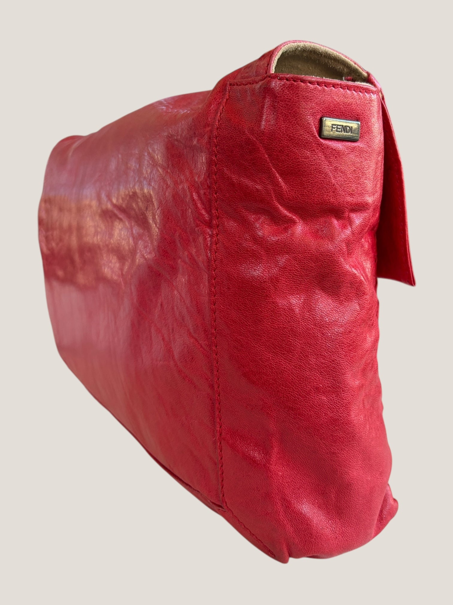 Fendi Baguette in pelle rossa intrecciata