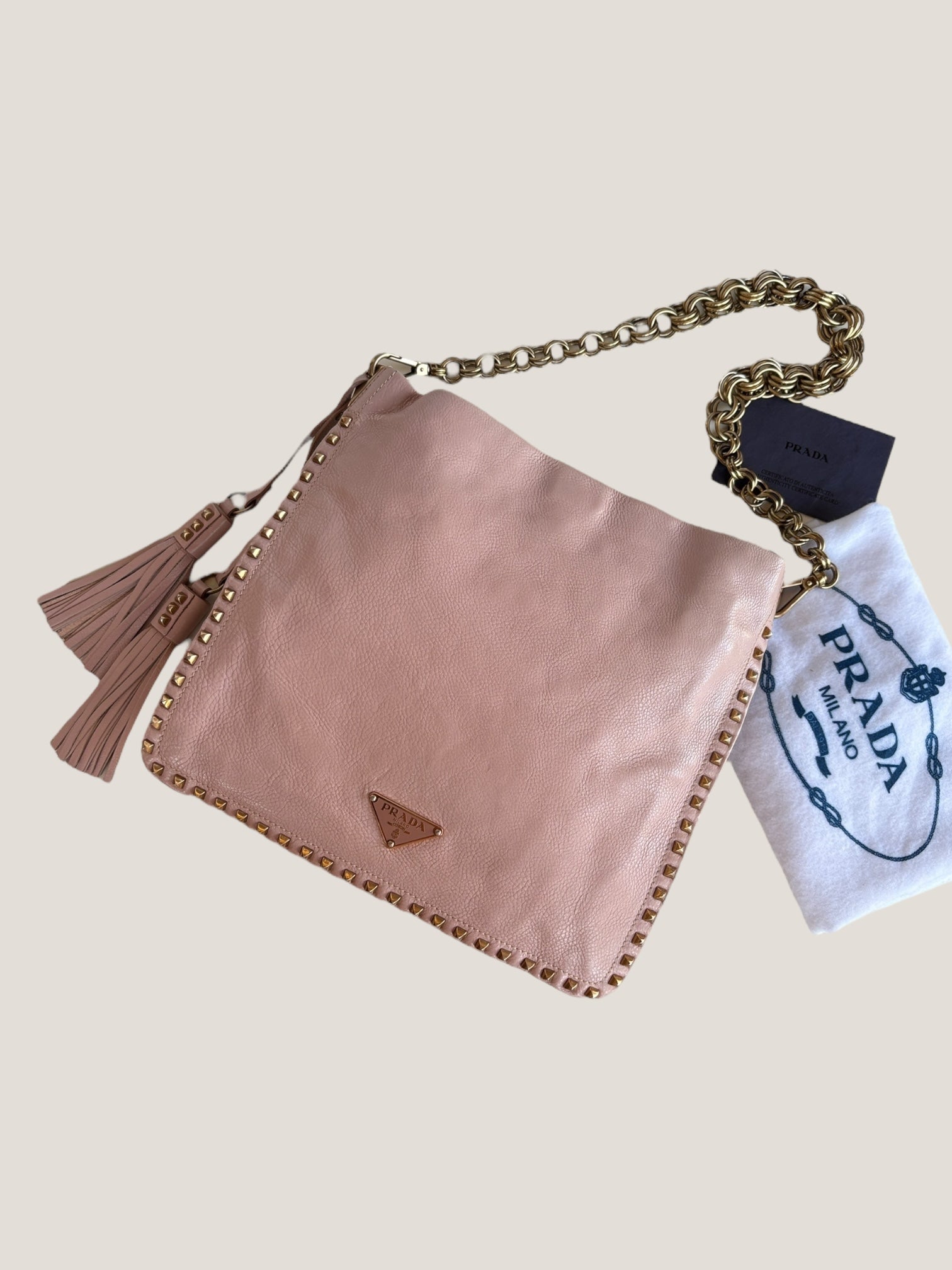 PRADA Studded Hobo Bag