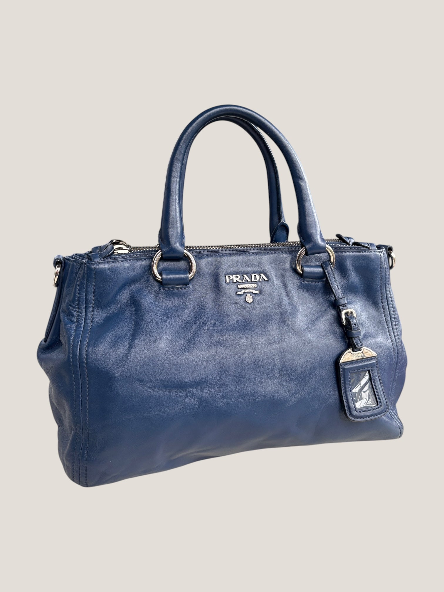 PRADA BOWLER IN PELLE BLU