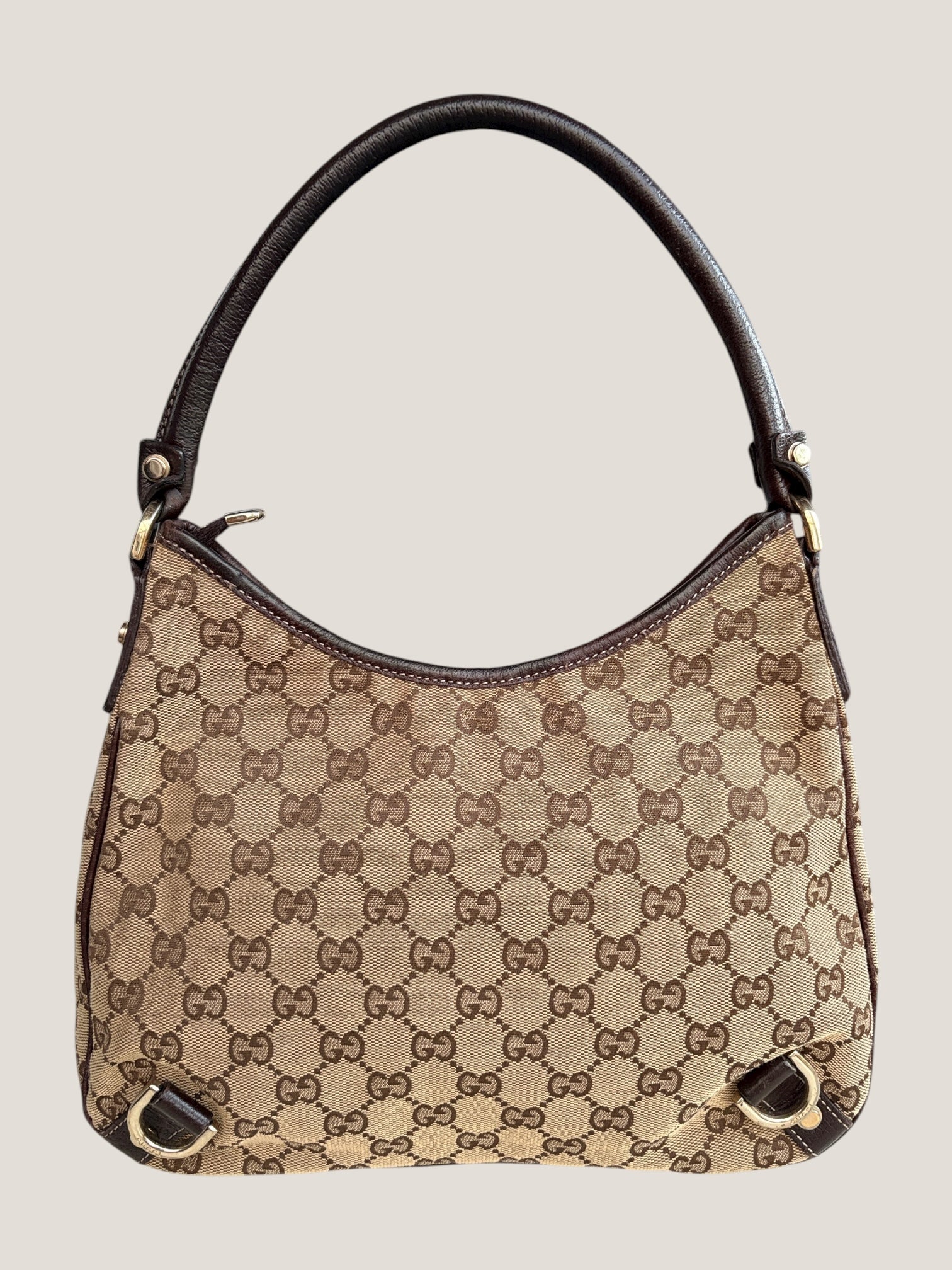 GUCCI Hobo D Ring GG Canvas Marrone