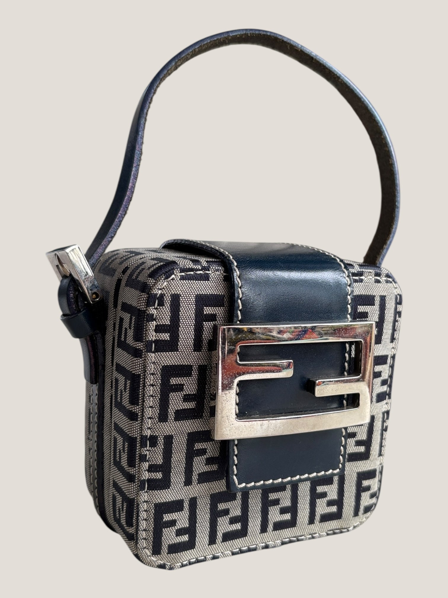 Fendi Mini Baguette Zucchino Blu/Grigio