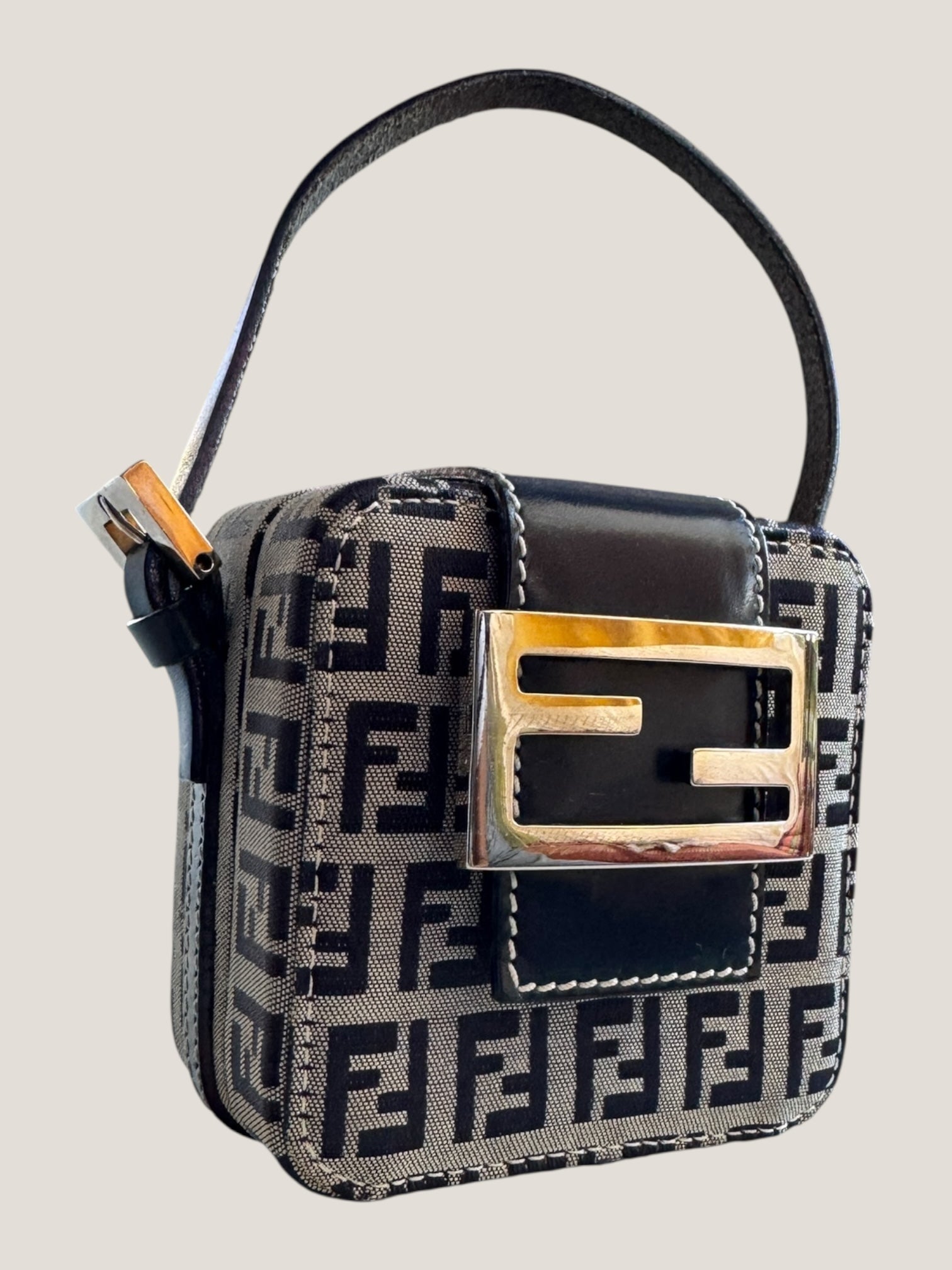 Fendi Mini Baguette Zucchino Blu/Grigio