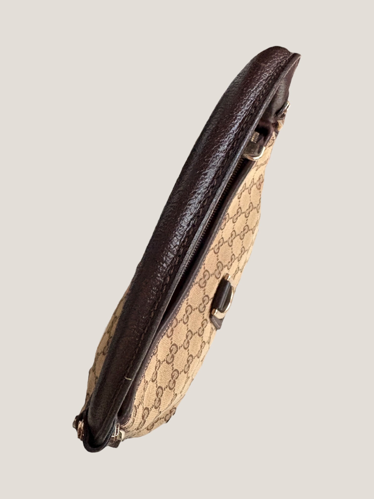 GUCCI Hobo D Ring GG Canvas Marrone