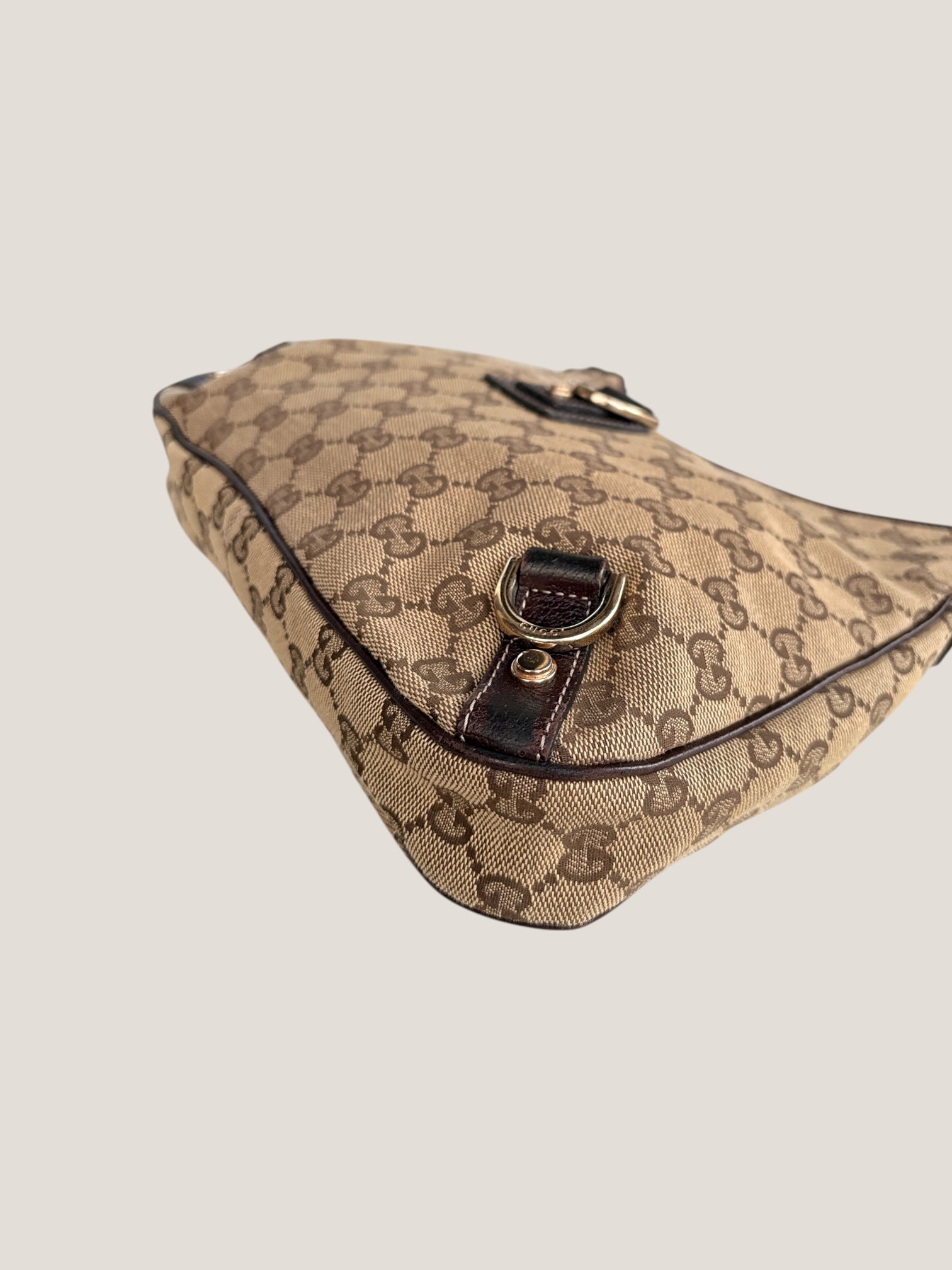 GUCCI Hobo D Ring GG Canvas Marrone