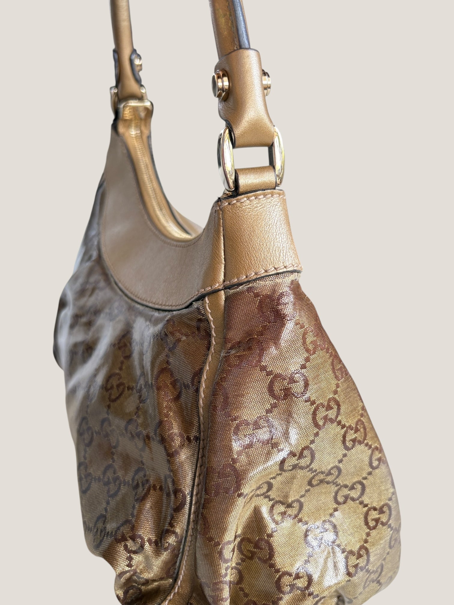 Gucci D ring Crystal Bronzo