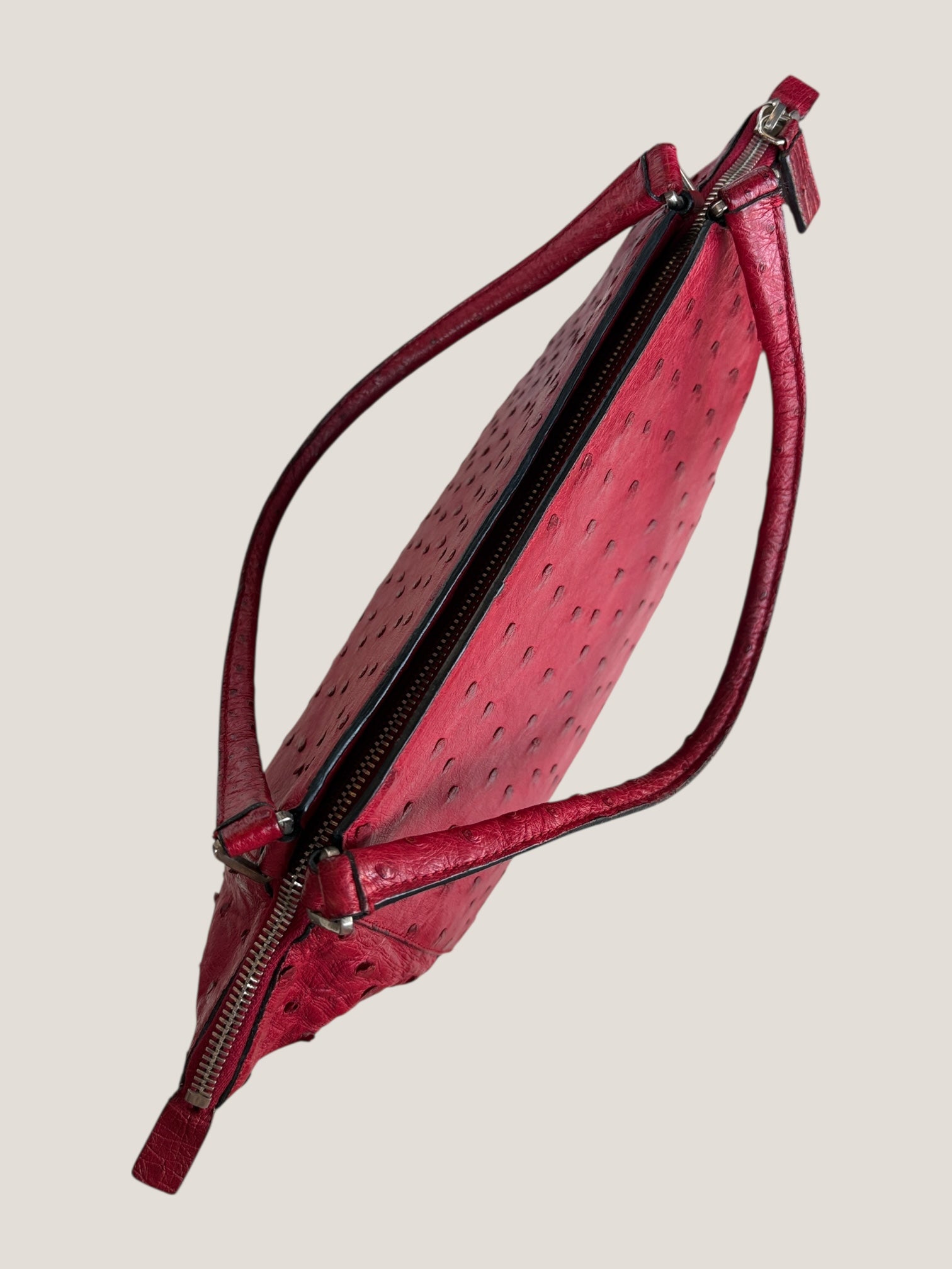 PRADA Borsa in pelle di struzzo rosso