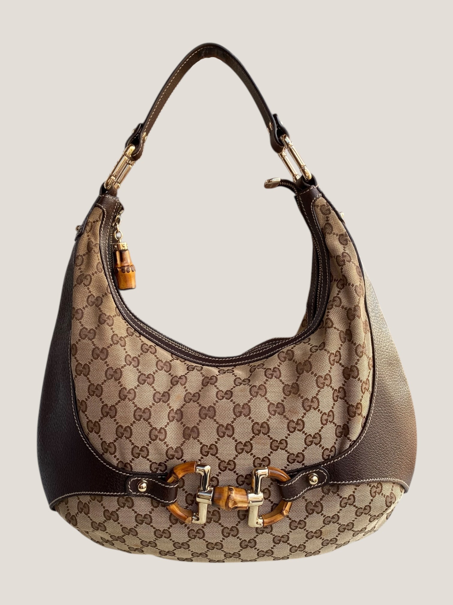 Gucci Hobo con dettaglio bamboo e tessuto GG