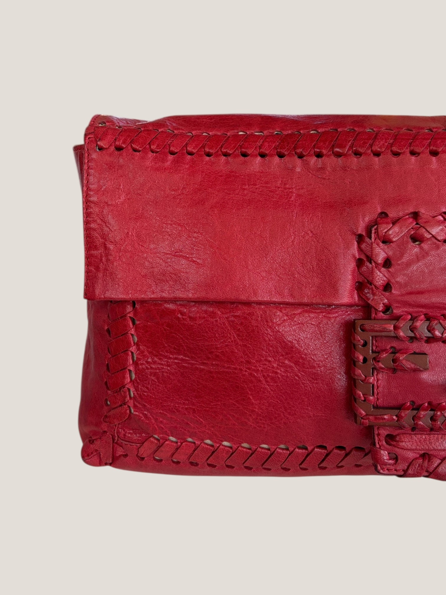 Fendi Baguette in pelle rossa intrecciata