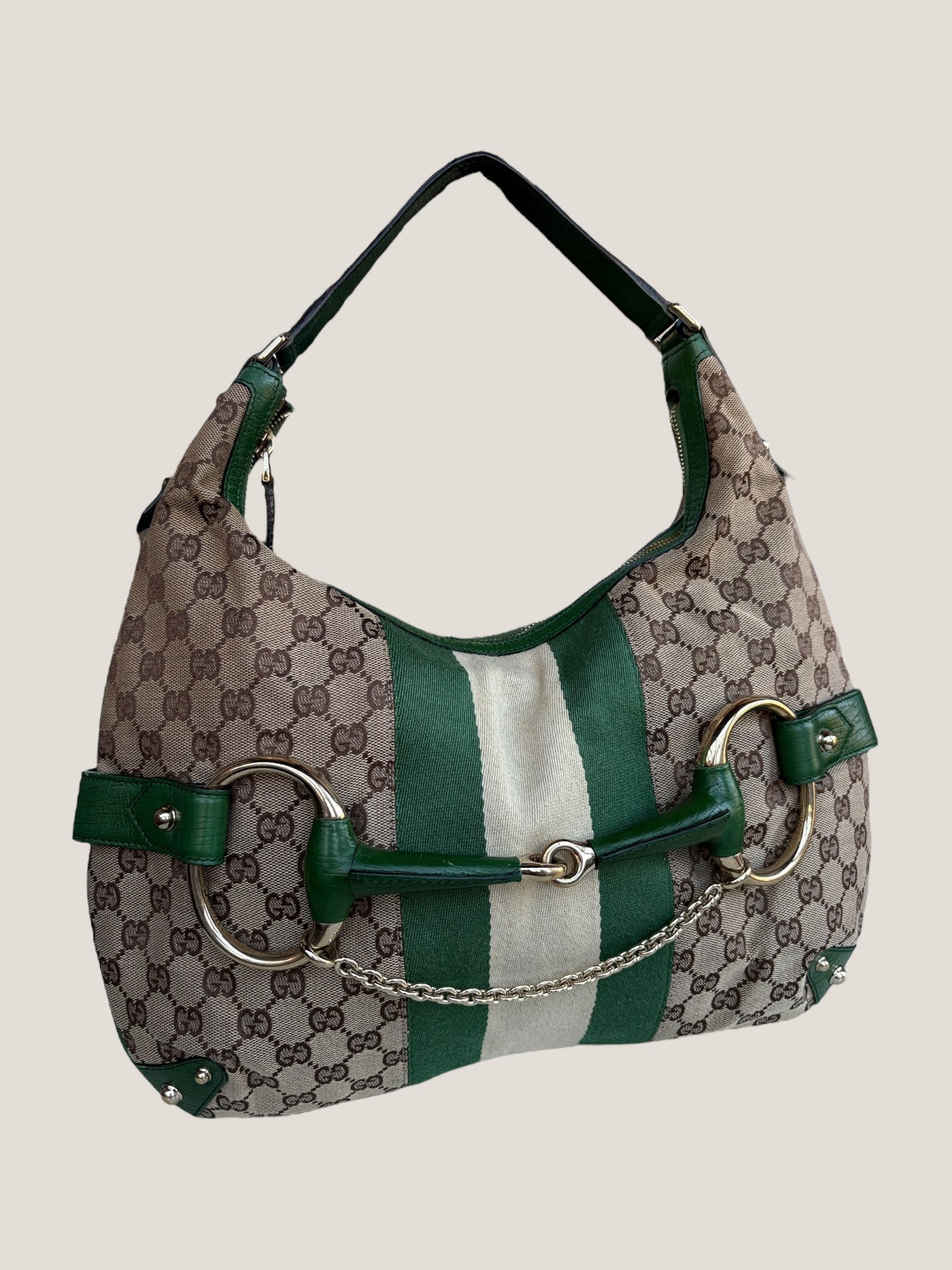 Gucci Horsebit Hobo GG Canvas Verde