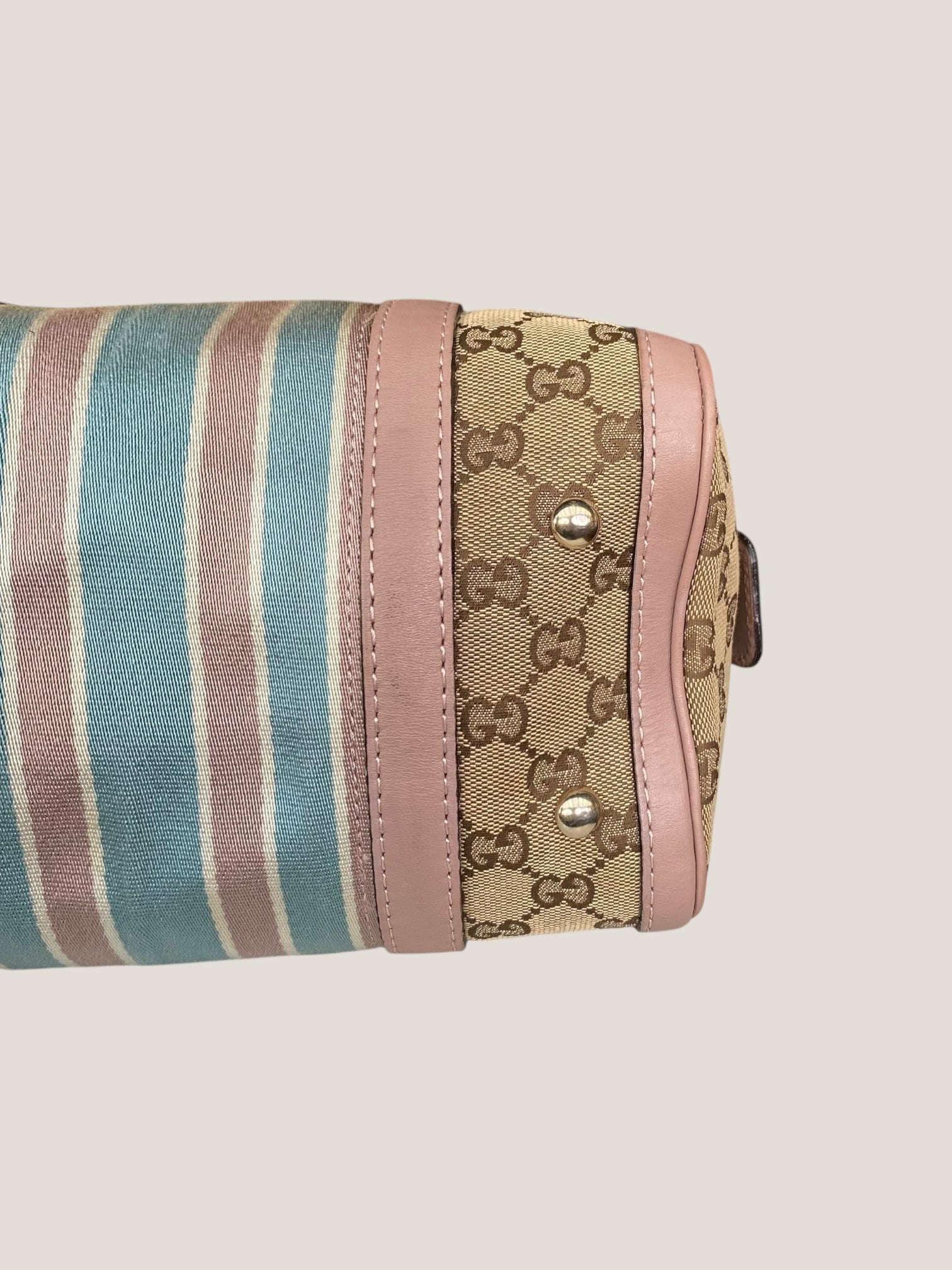 Gucci Bauletto Mini in canvas GG e righe pastello