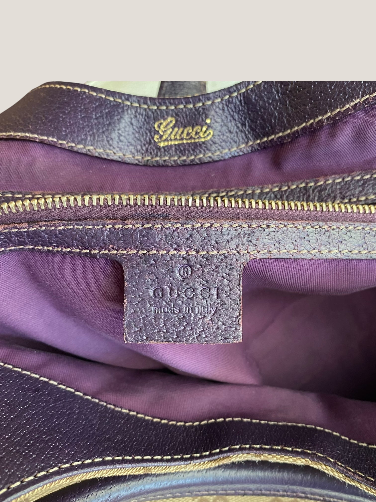GUCCI Jackie Canvas Beige-Marrone