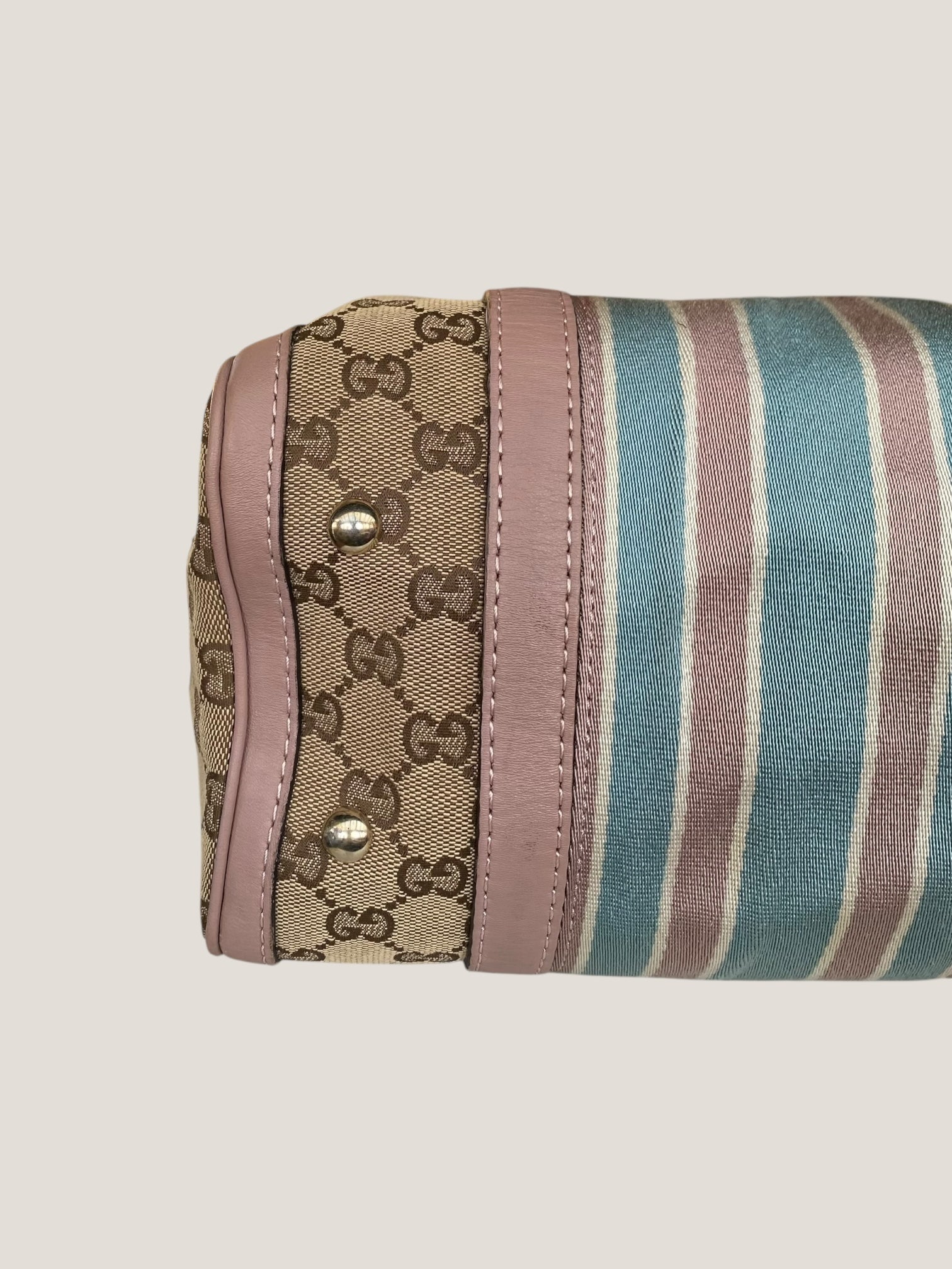 Gucci Bauletto Mini in canvas GG e righe pastello