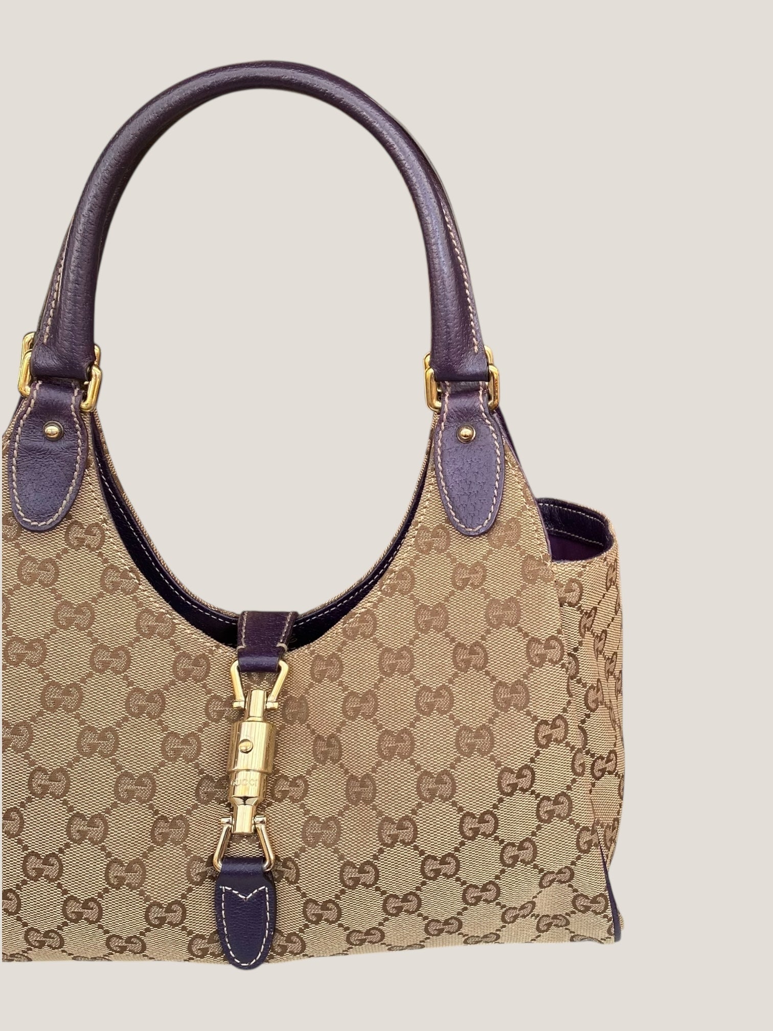 GUCCI Jackie Canvas Beige-Marrone