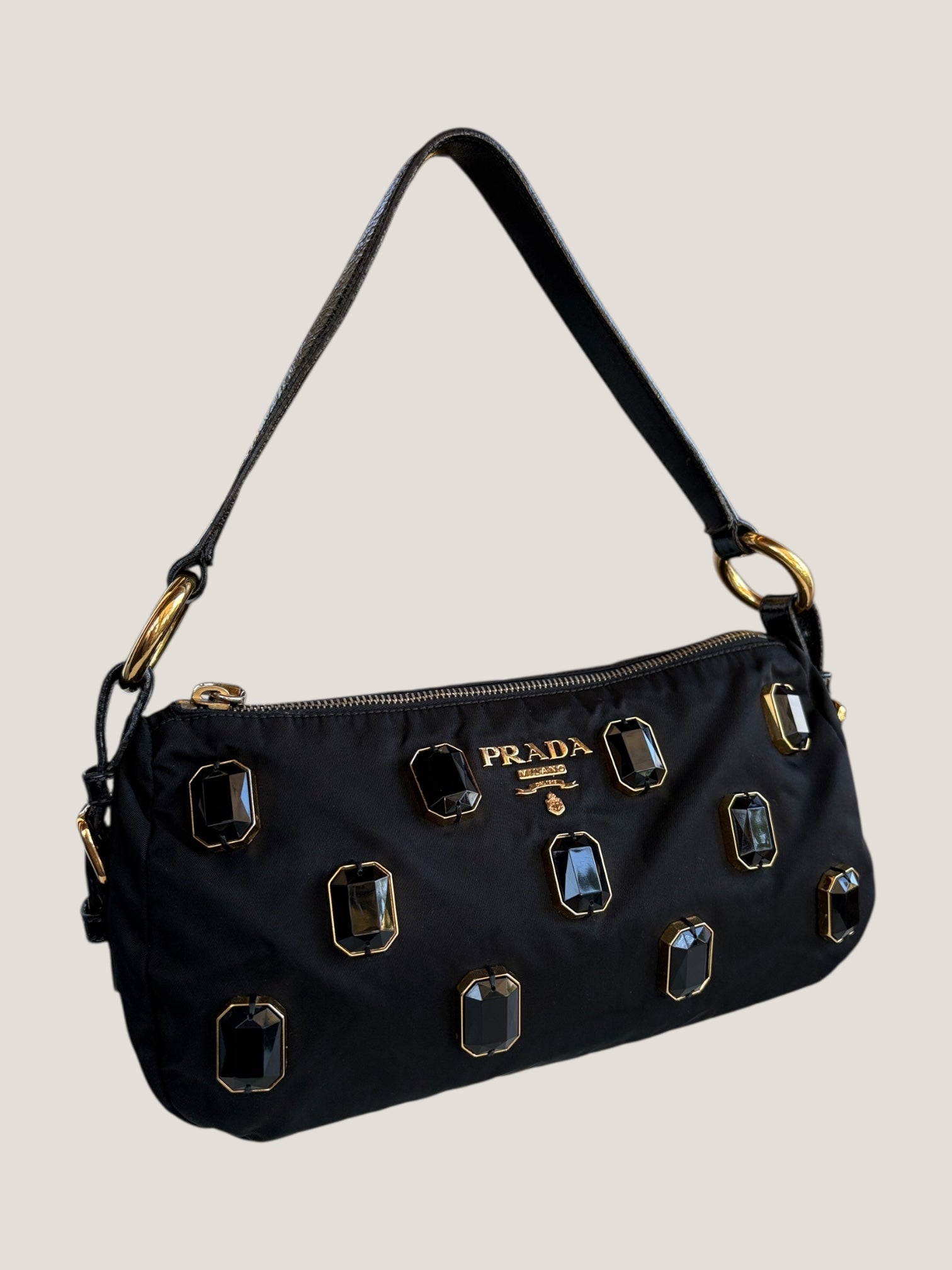 Prada Pochette con cristalli neri