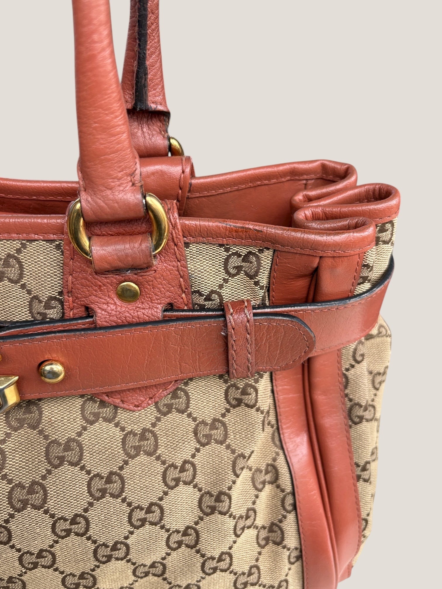 Gucci GG Canvas Tote Marrone Ruggine