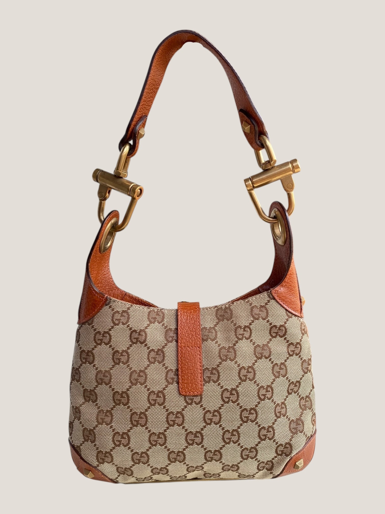 Gucci Jackie in tela GG con finiture in pelle cuoio