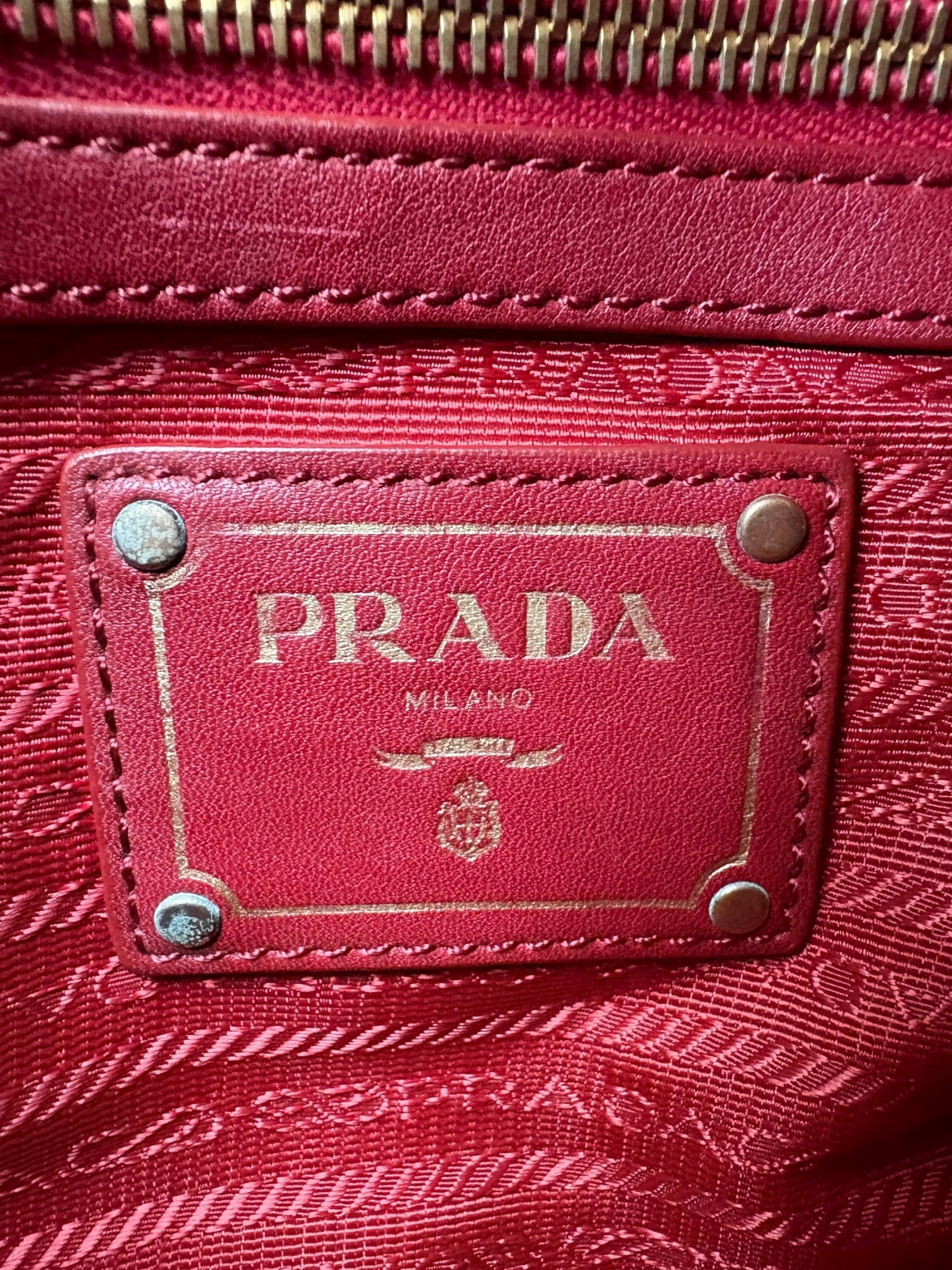 PRADA BOSTON IN PELLE ROSSA