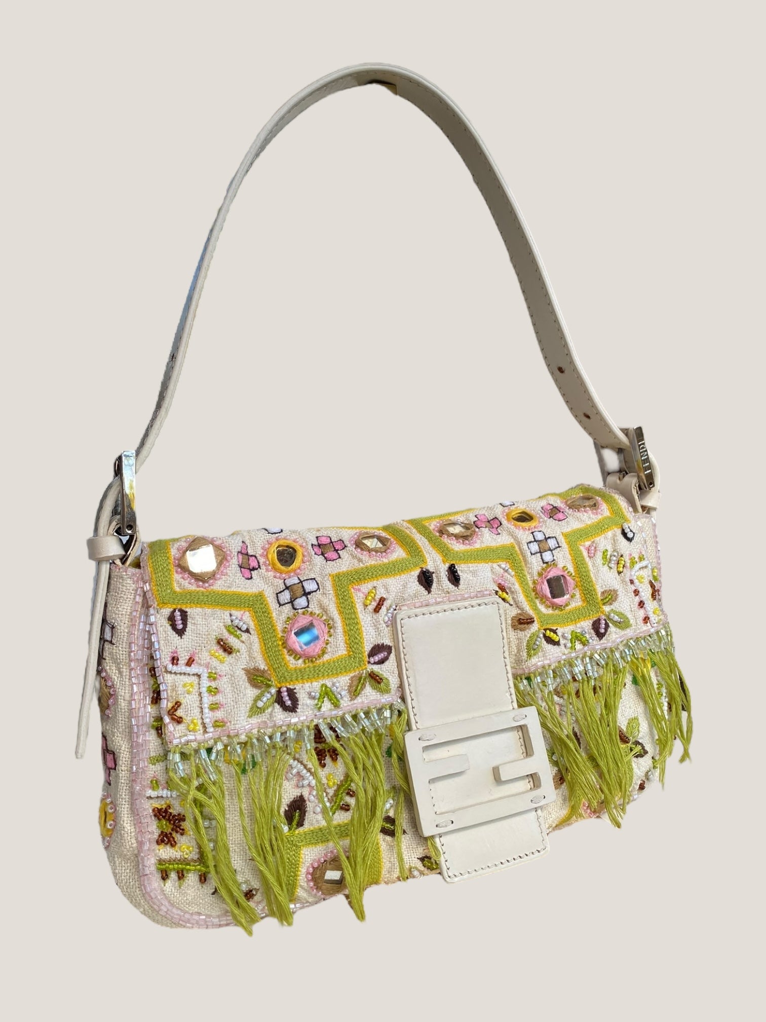 Fendi floral embroidered baguette