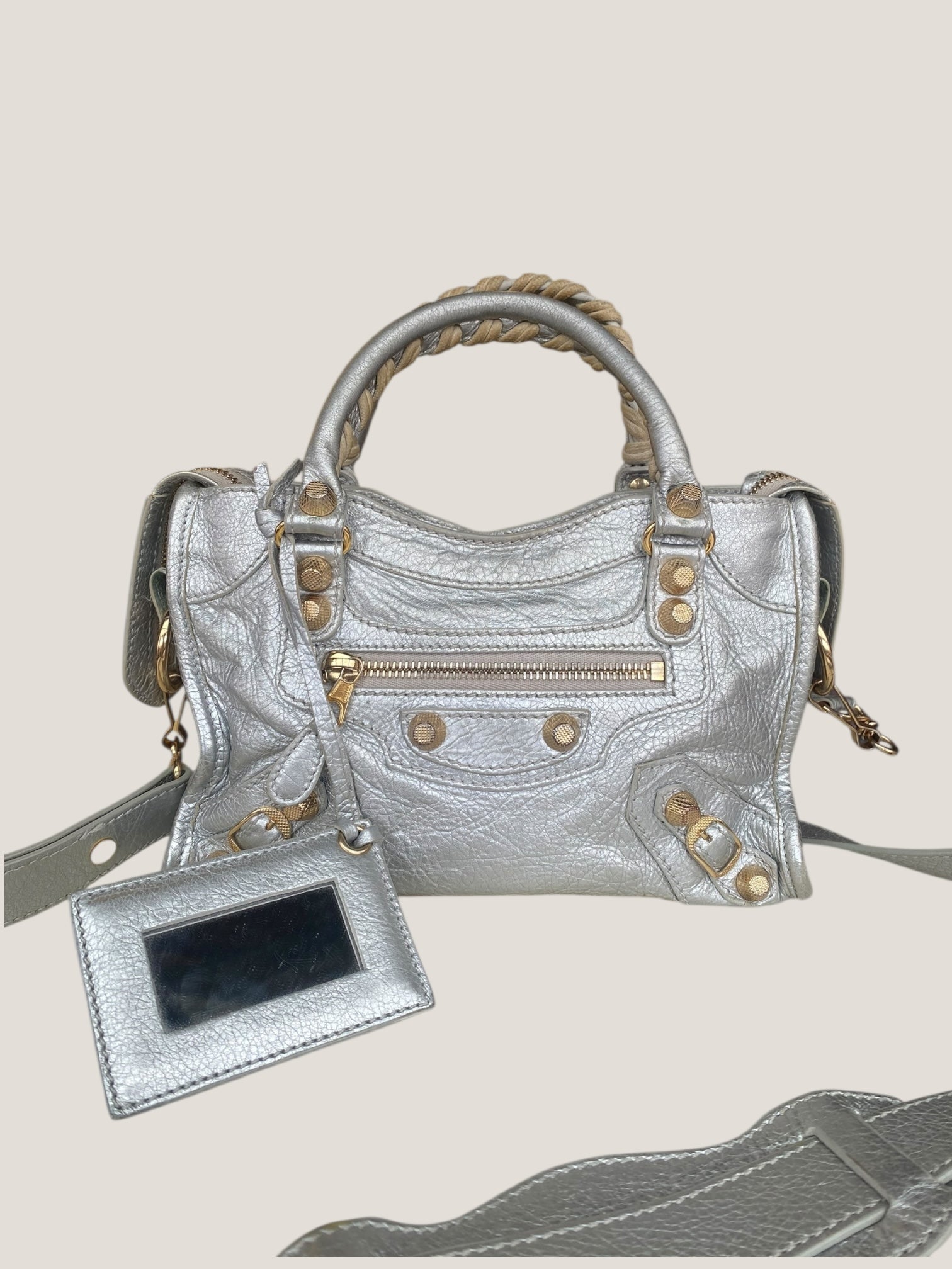 Balenciaga Classic City Mini argento metallizzato