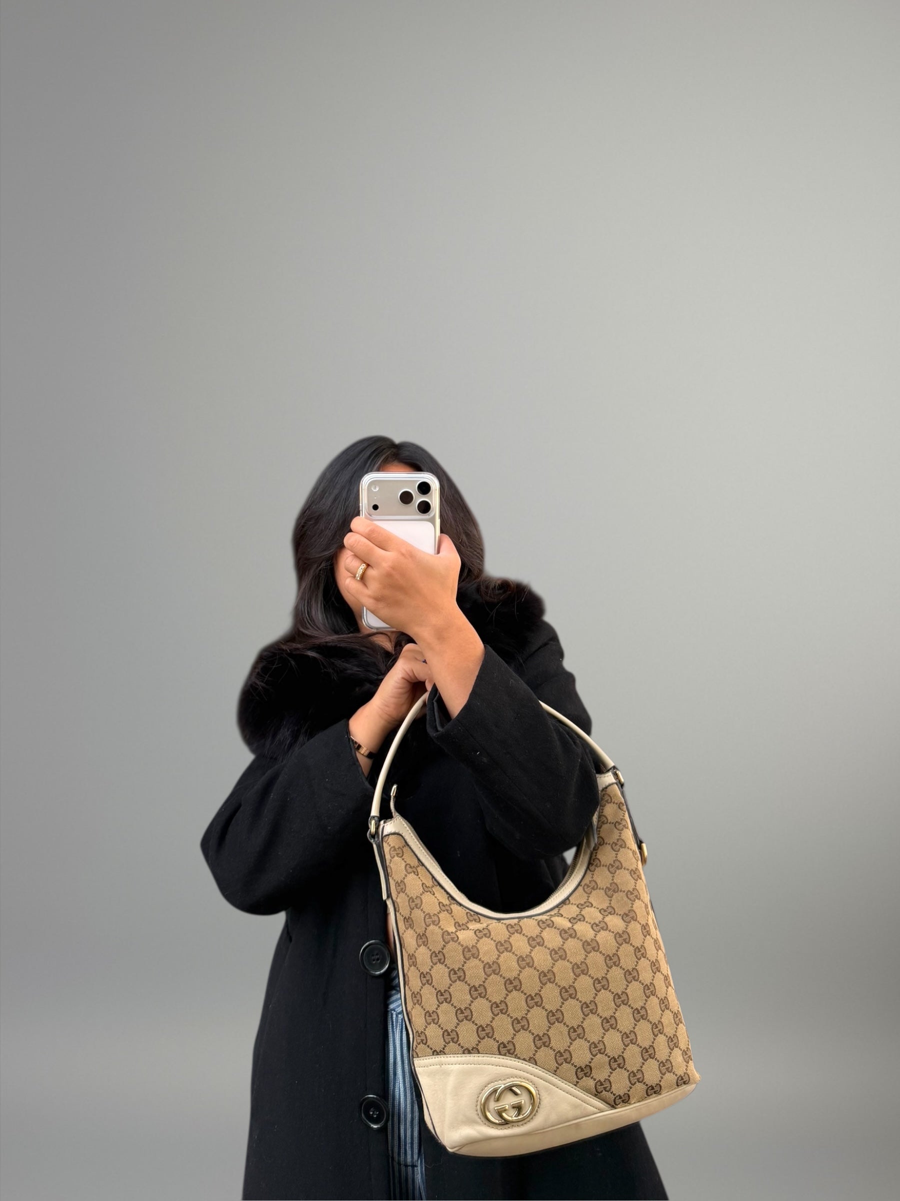 Gucci GG Canvas Hobo Avorio