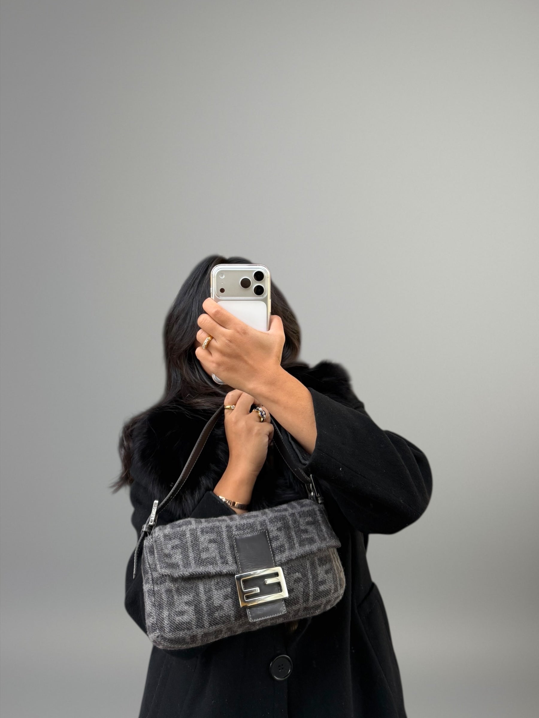 Fendi Baguette Wool Monogram