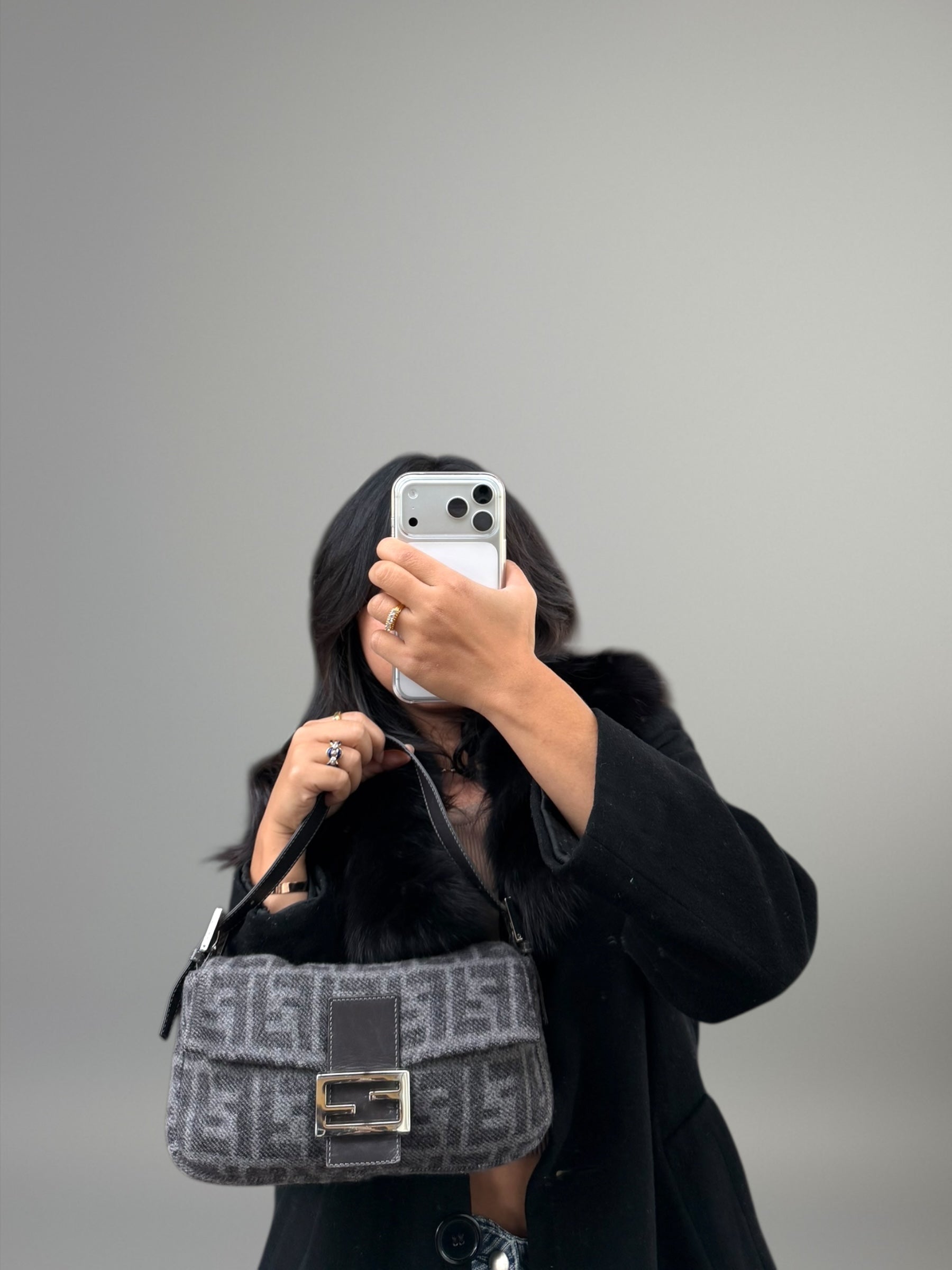Fendi Baguette Wool Monogram