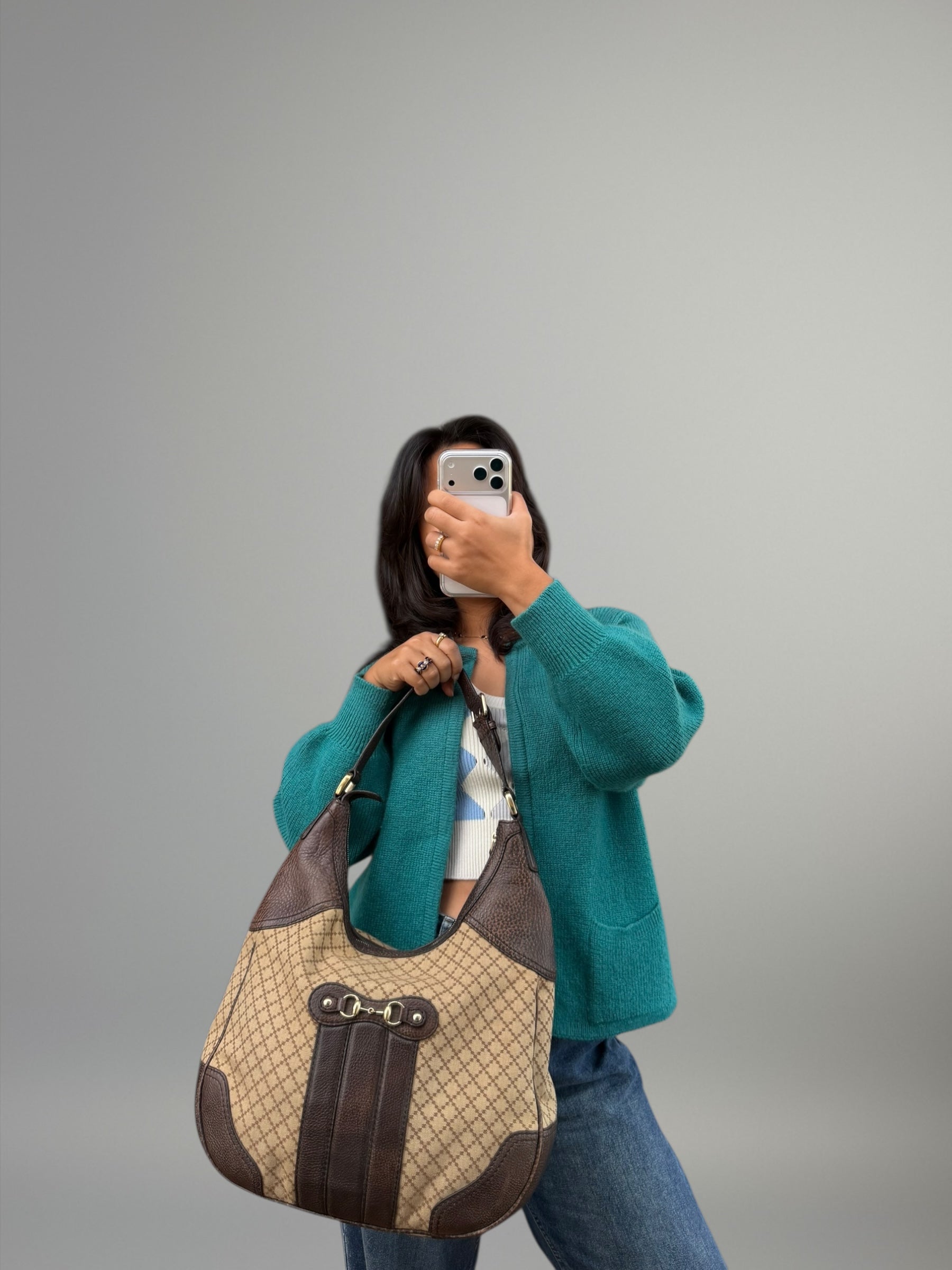 Gucci Hobo Diamante con dettagli Horsebit