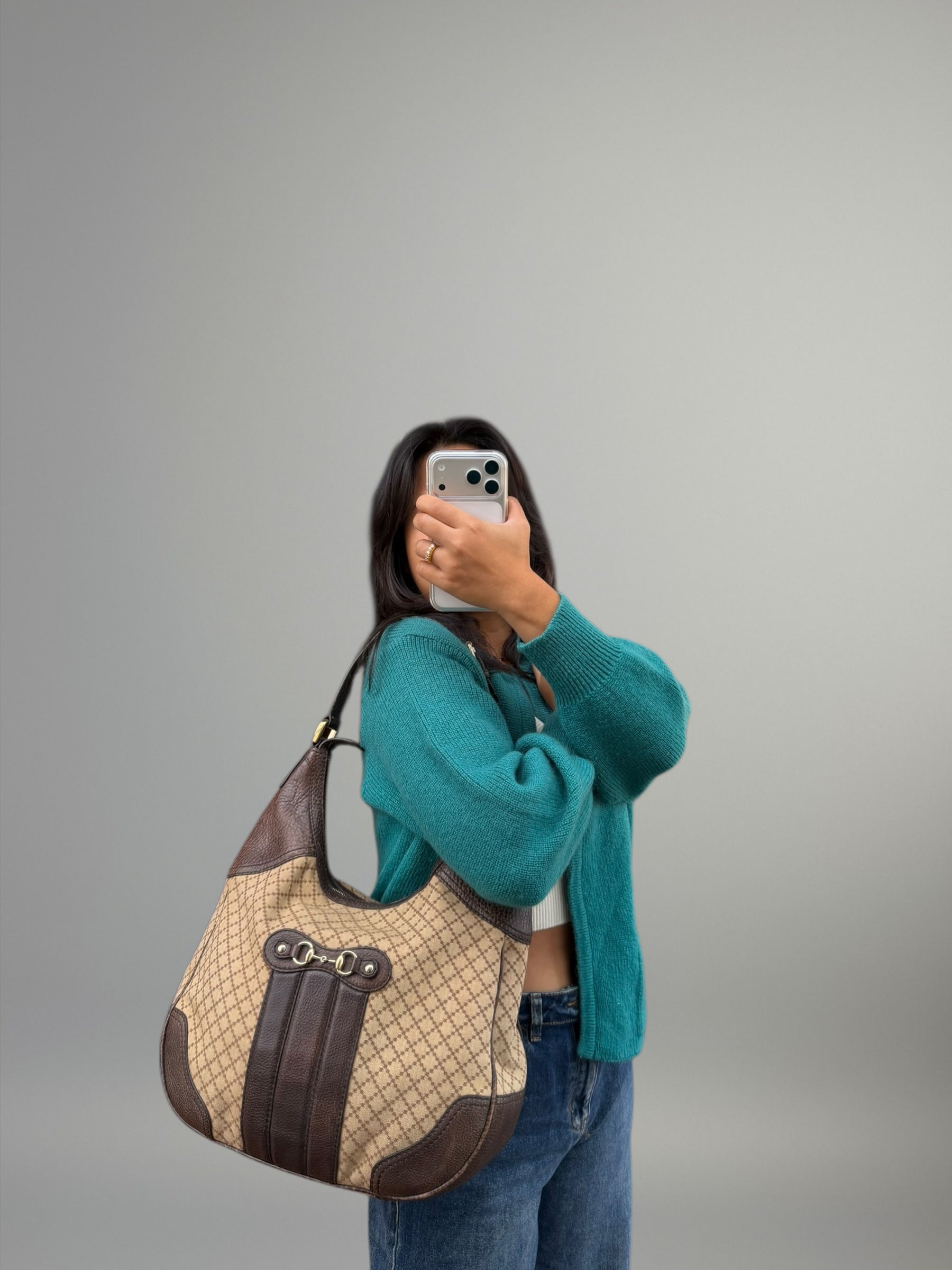 Gucci Hobo Diamante con dettagli Horsebit