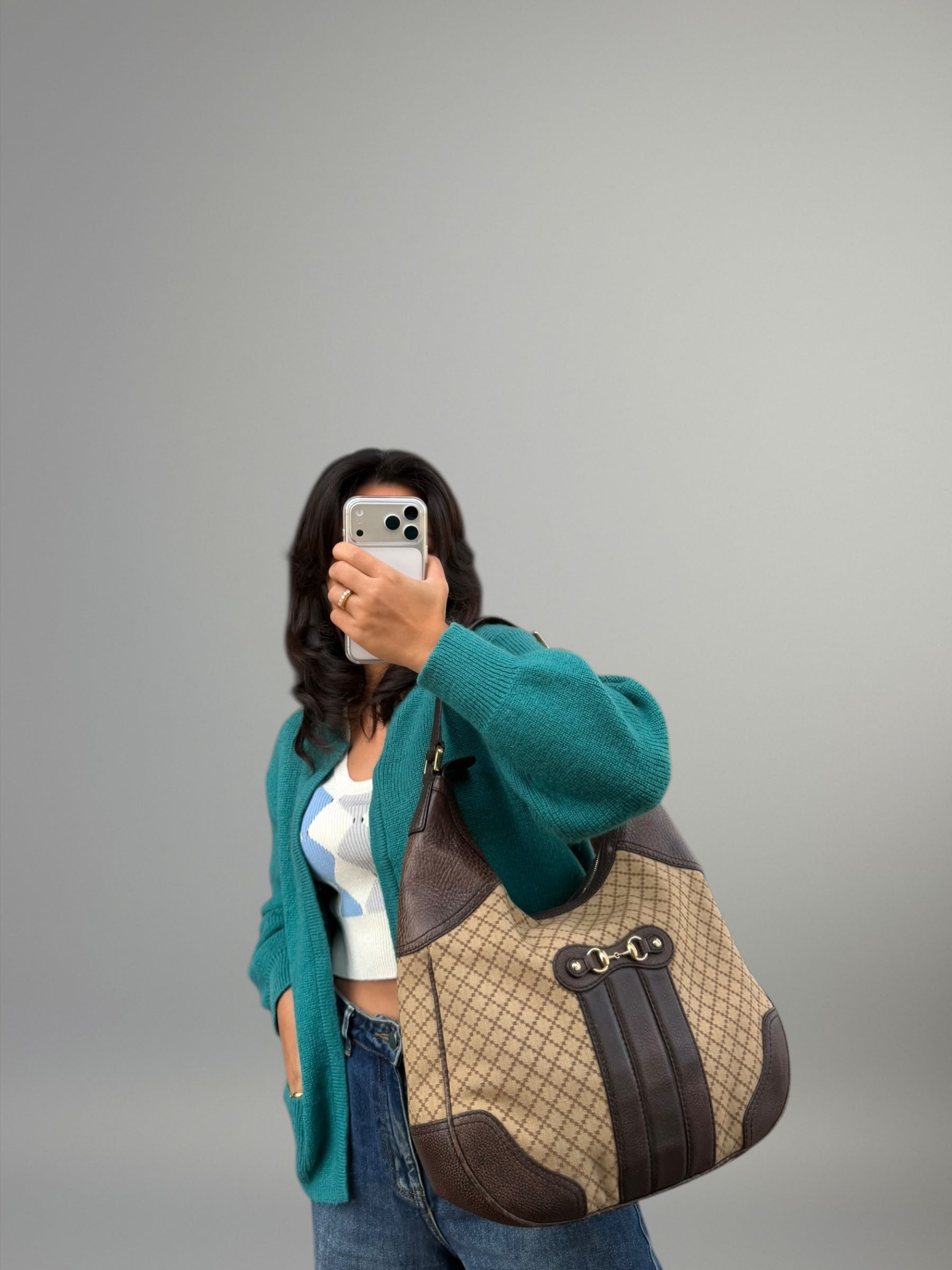 Gucci Hobo Diamante con dettagli Horsebit